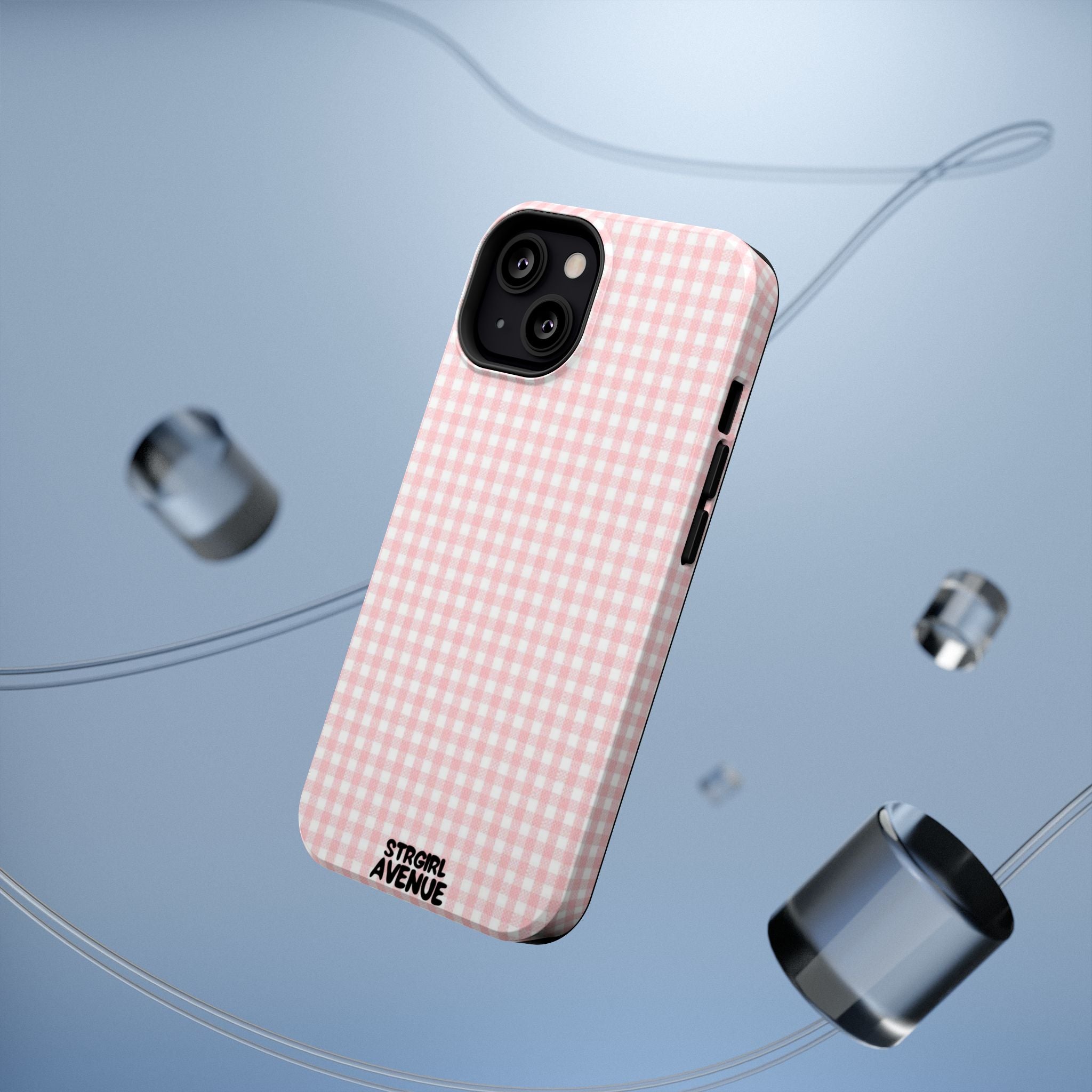 “pink gingham” protective phone case