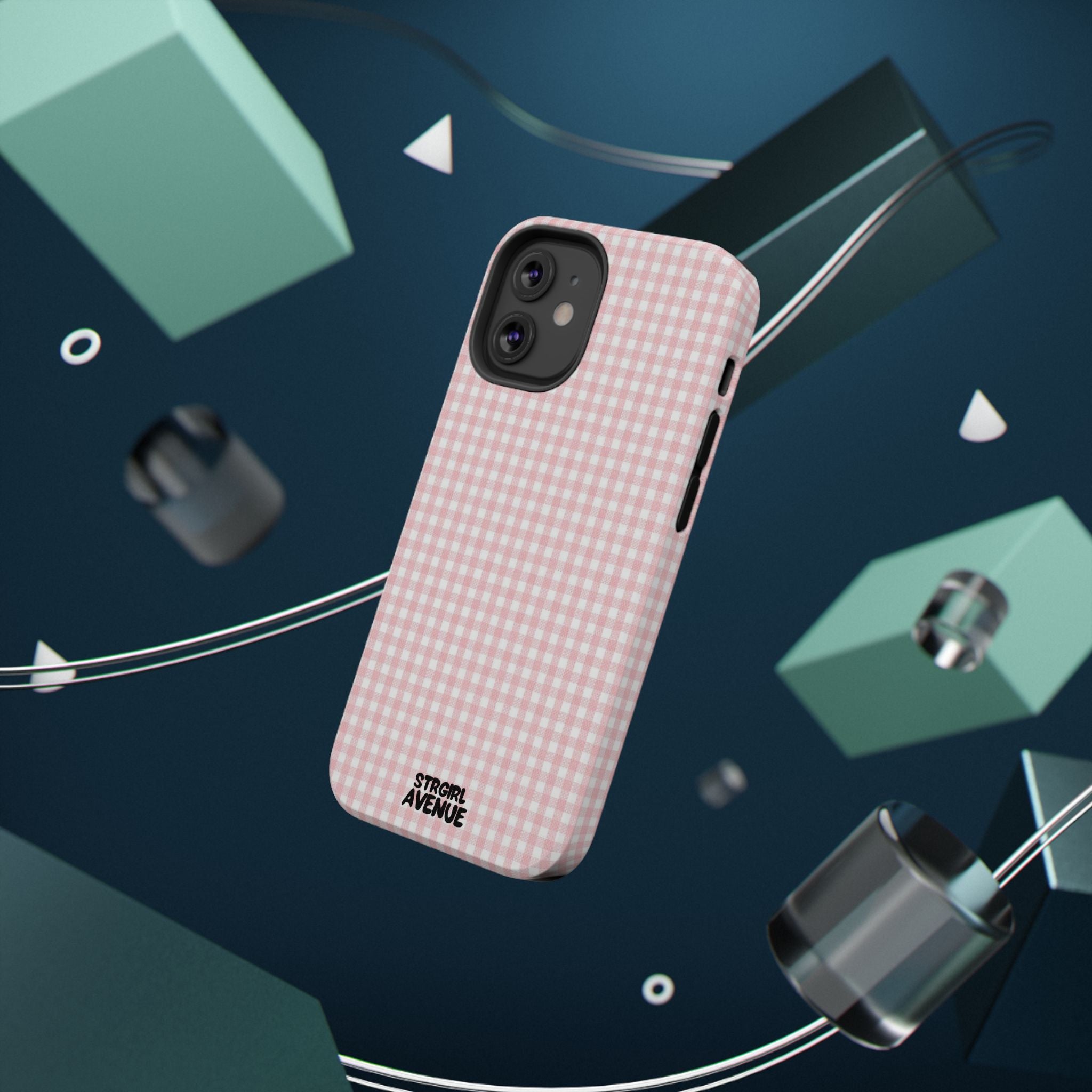 “pink gingham” protective phone case
