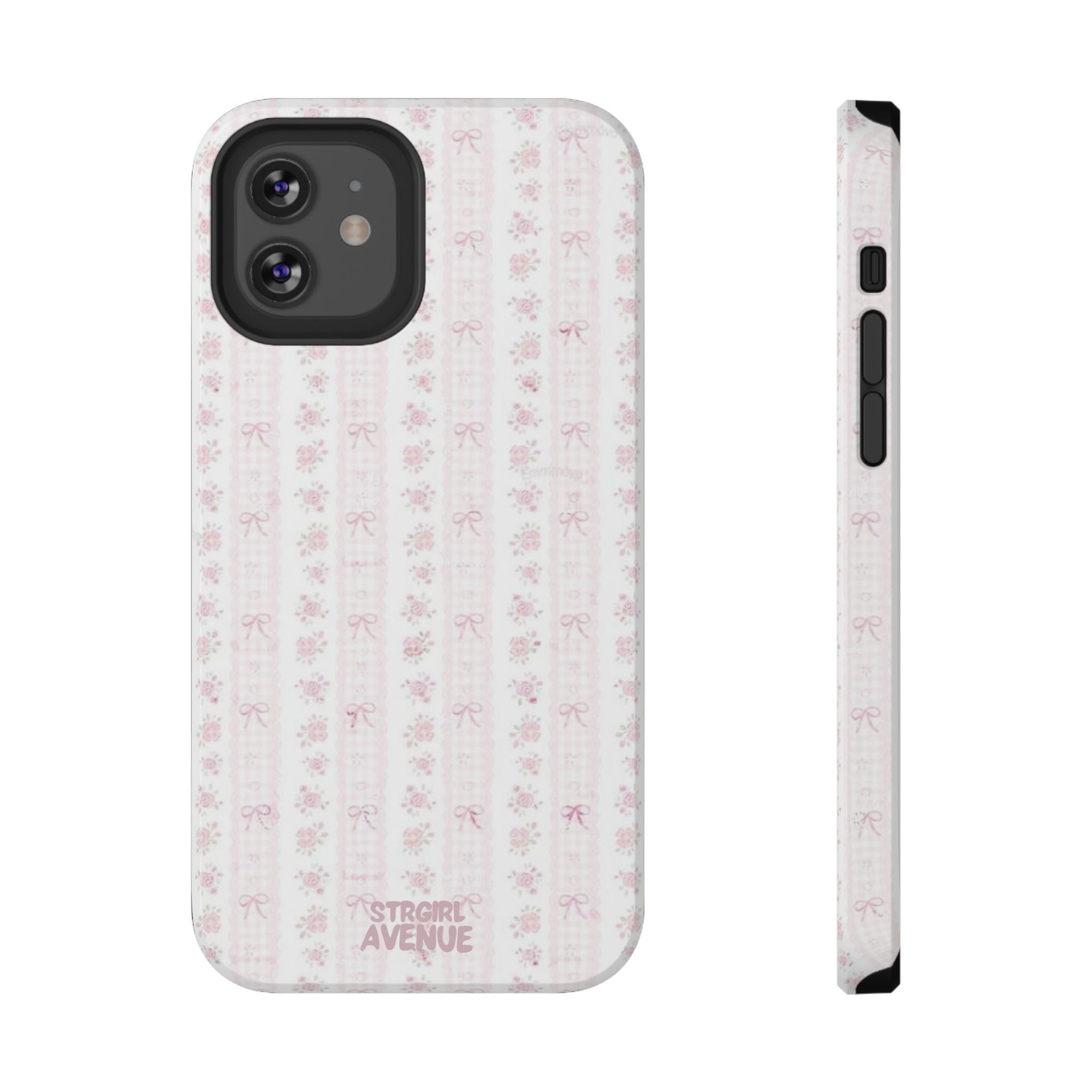 “Blush Bow Stripe” protective phone case