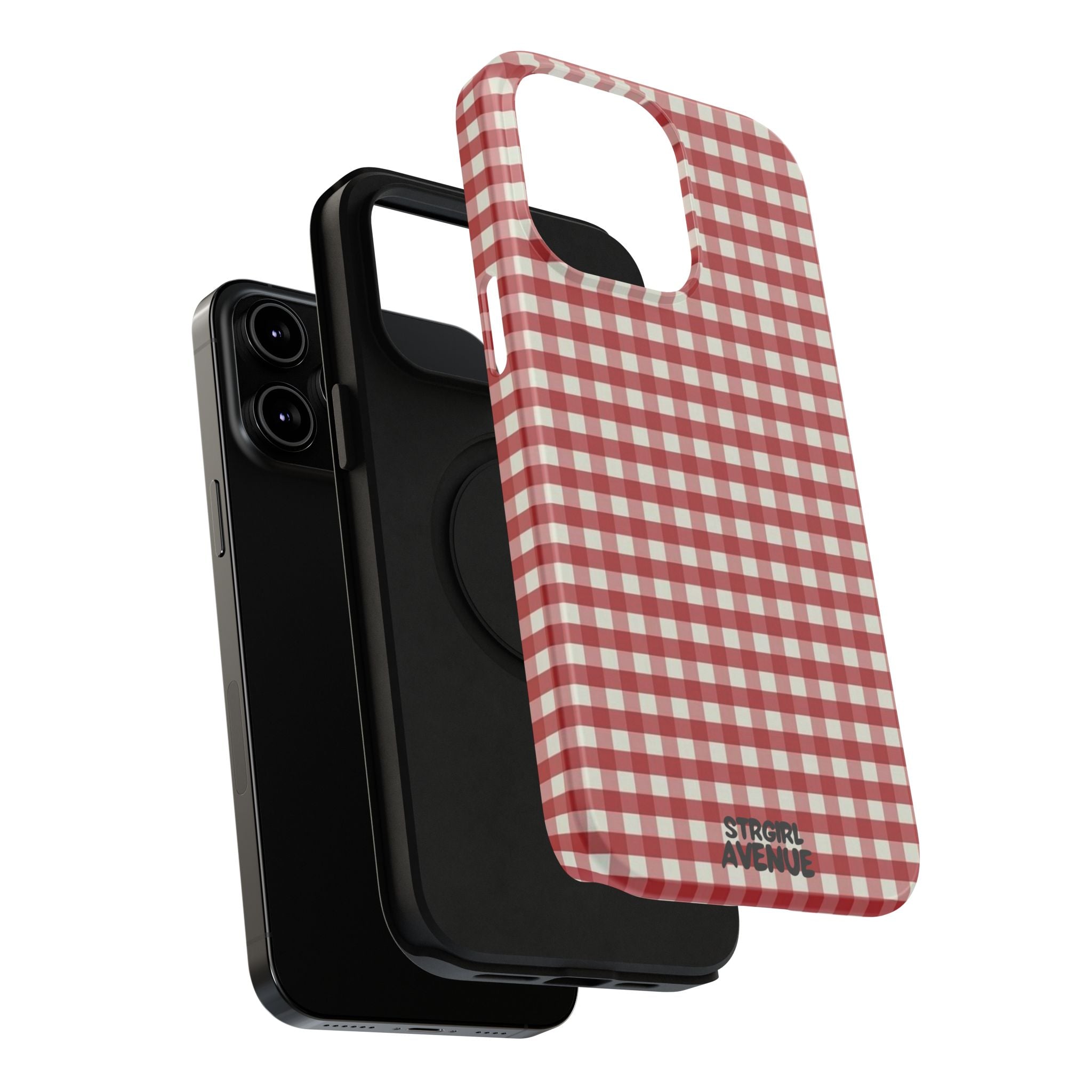 “red gingham” protective phone case