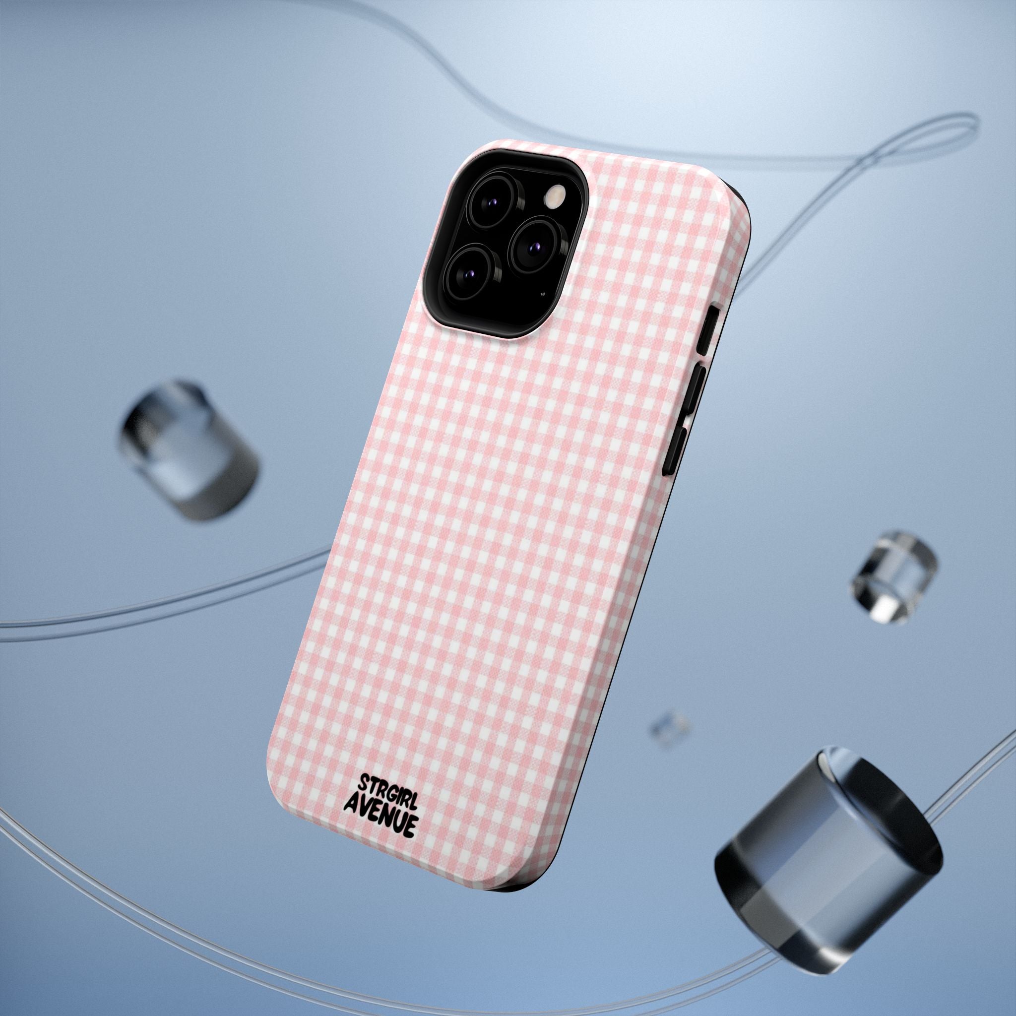 “pink gingham” protective phone case