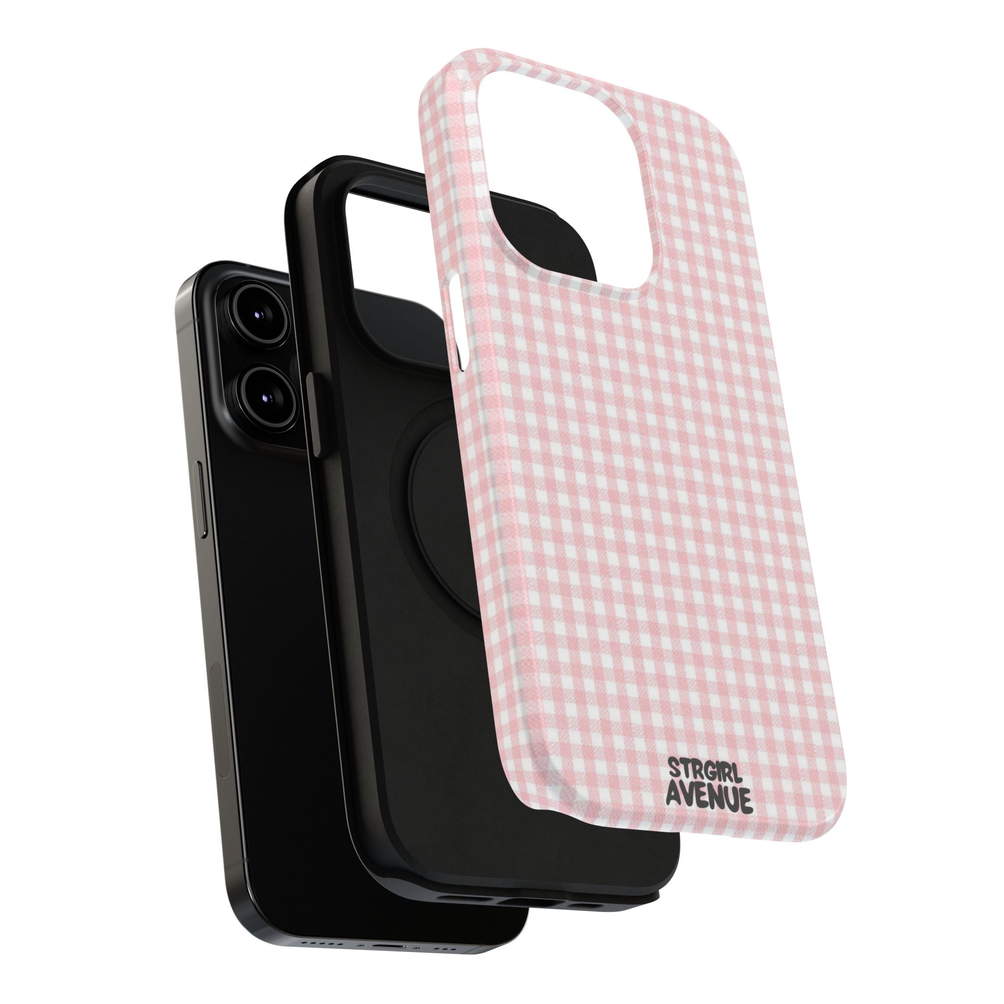 “pink gingham” protective phone case