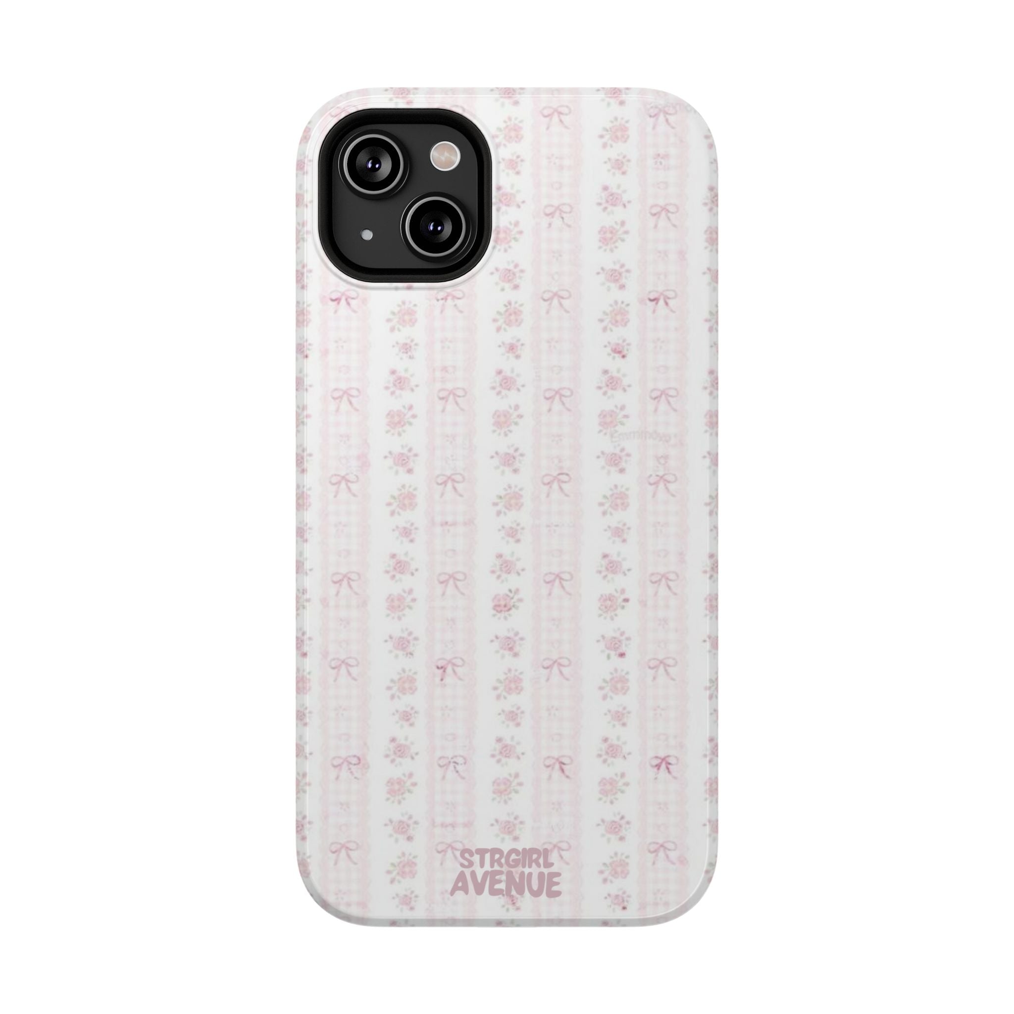 “Blush Bow Stripe” protective phone case