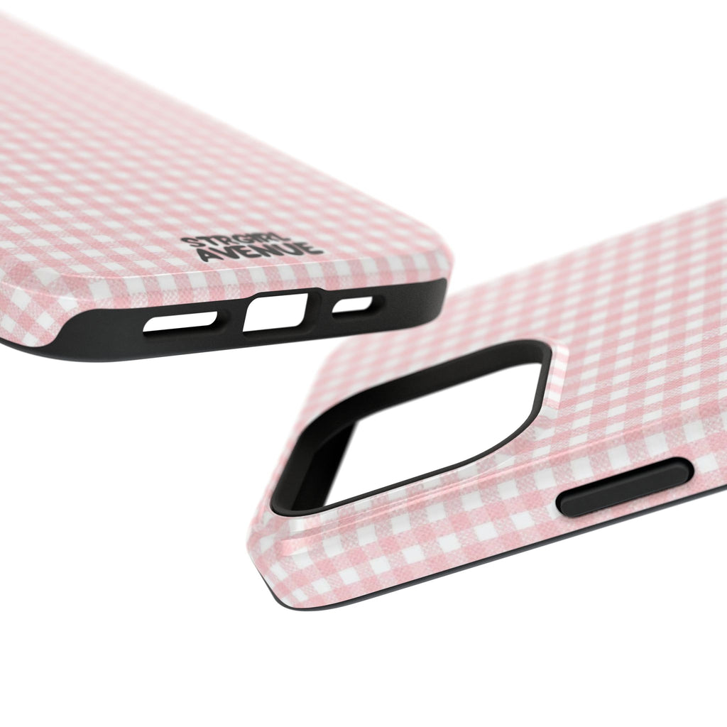 “pink gingham” protective phone case