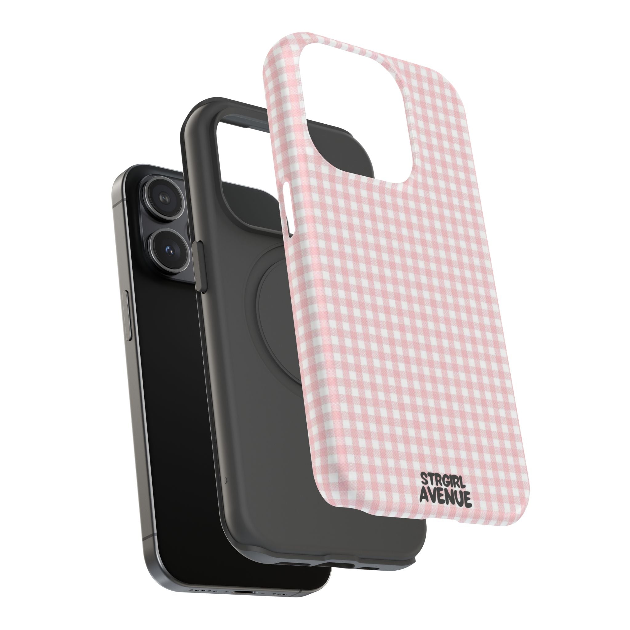 “pink gingham” protective phone case