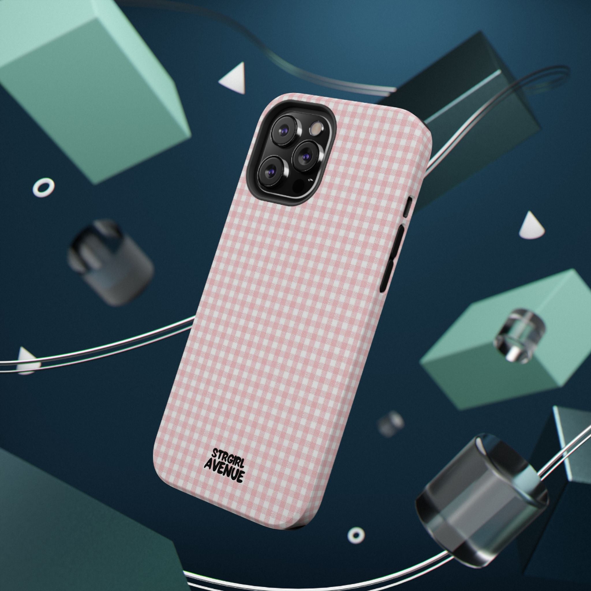 “pink gingham” protective phone case