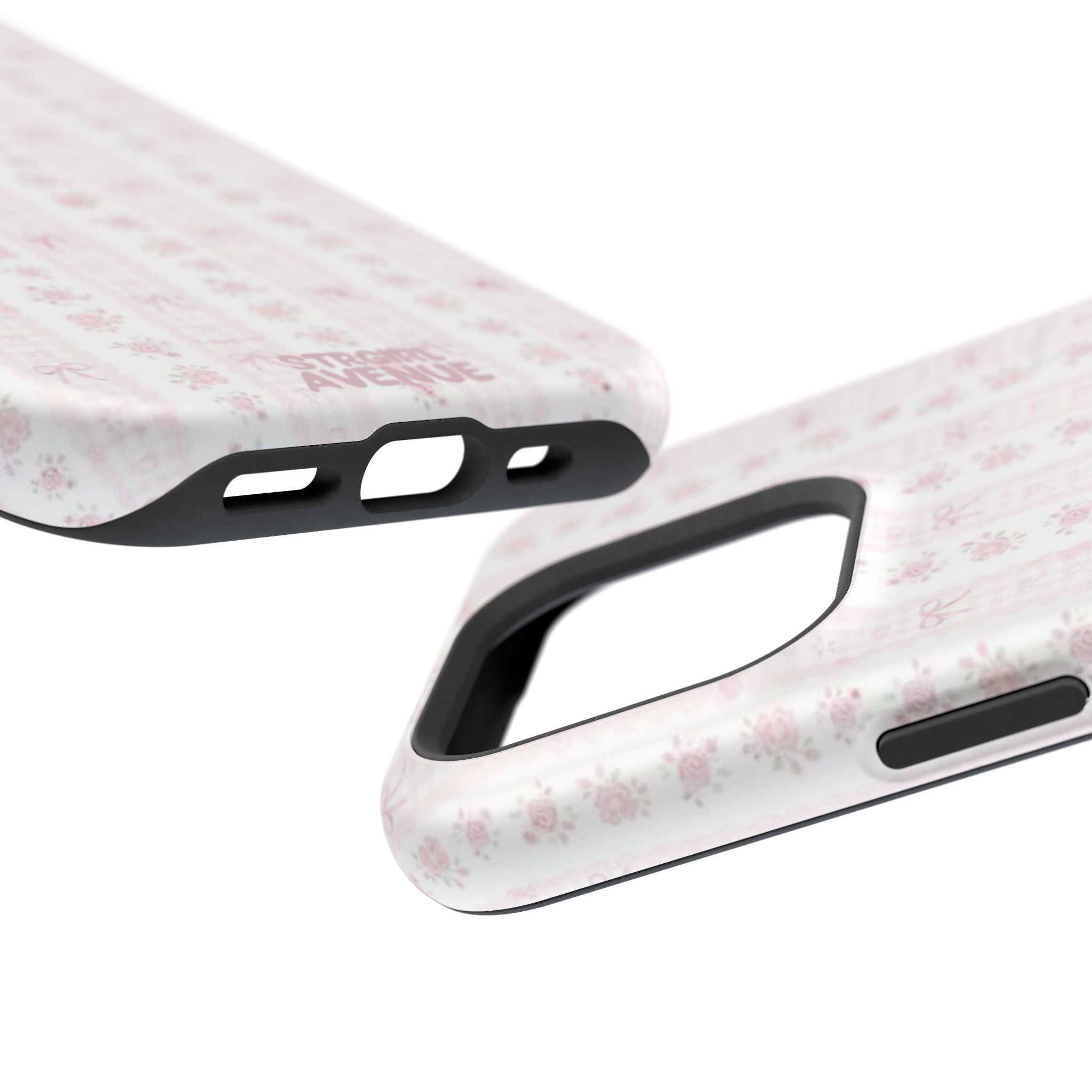 “Blush Bow Stripe” protective phone case