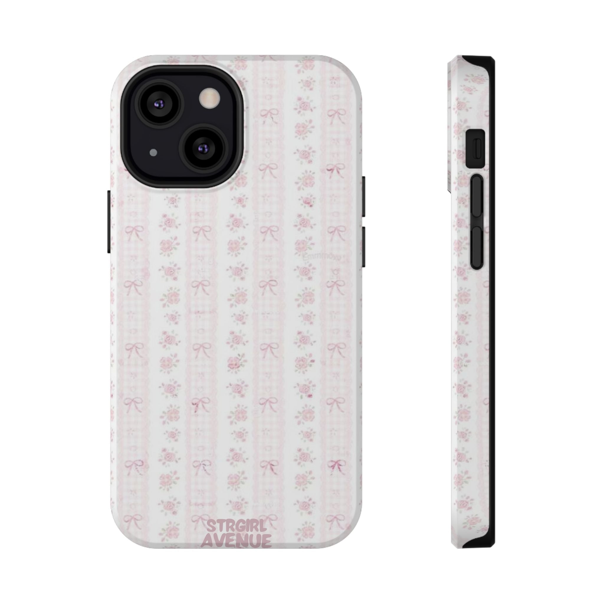 “Blush Bow Stripe” protective phone case