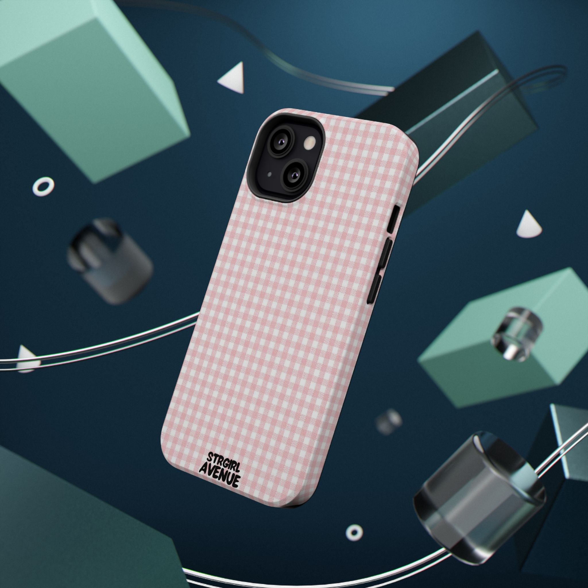 “pink gingham” protective phone case
