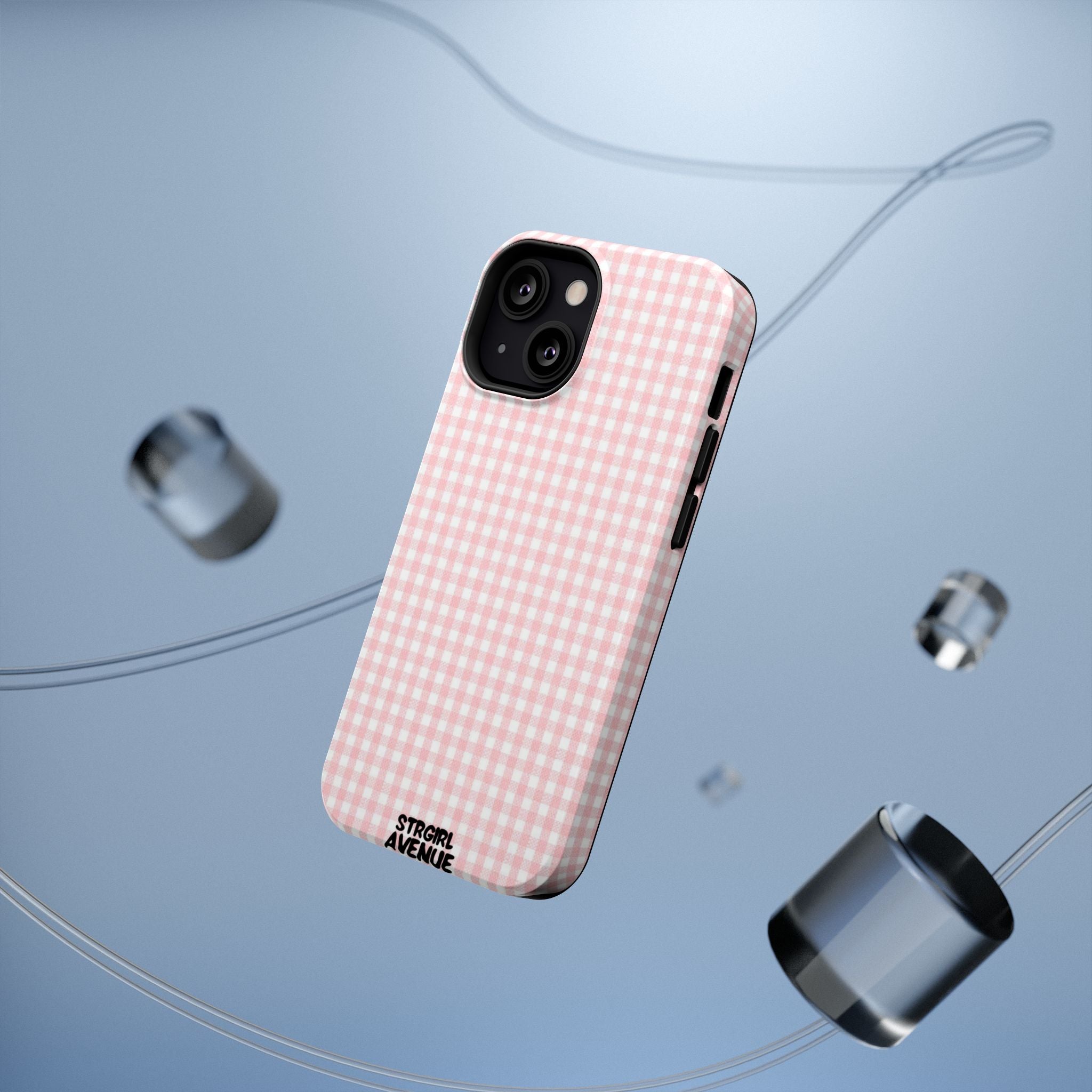 “pink gingham” protective phone case
