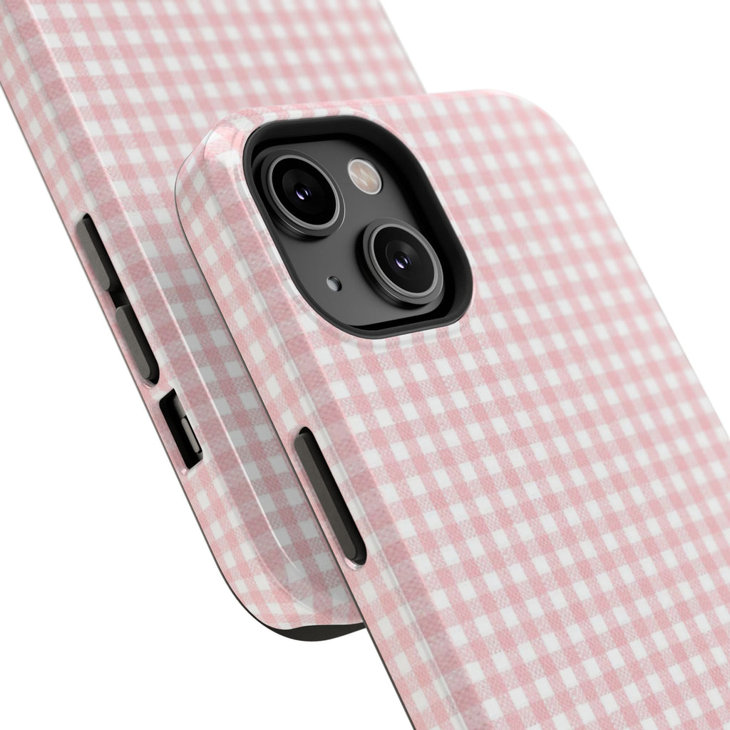 “pink gingham” protective phone case