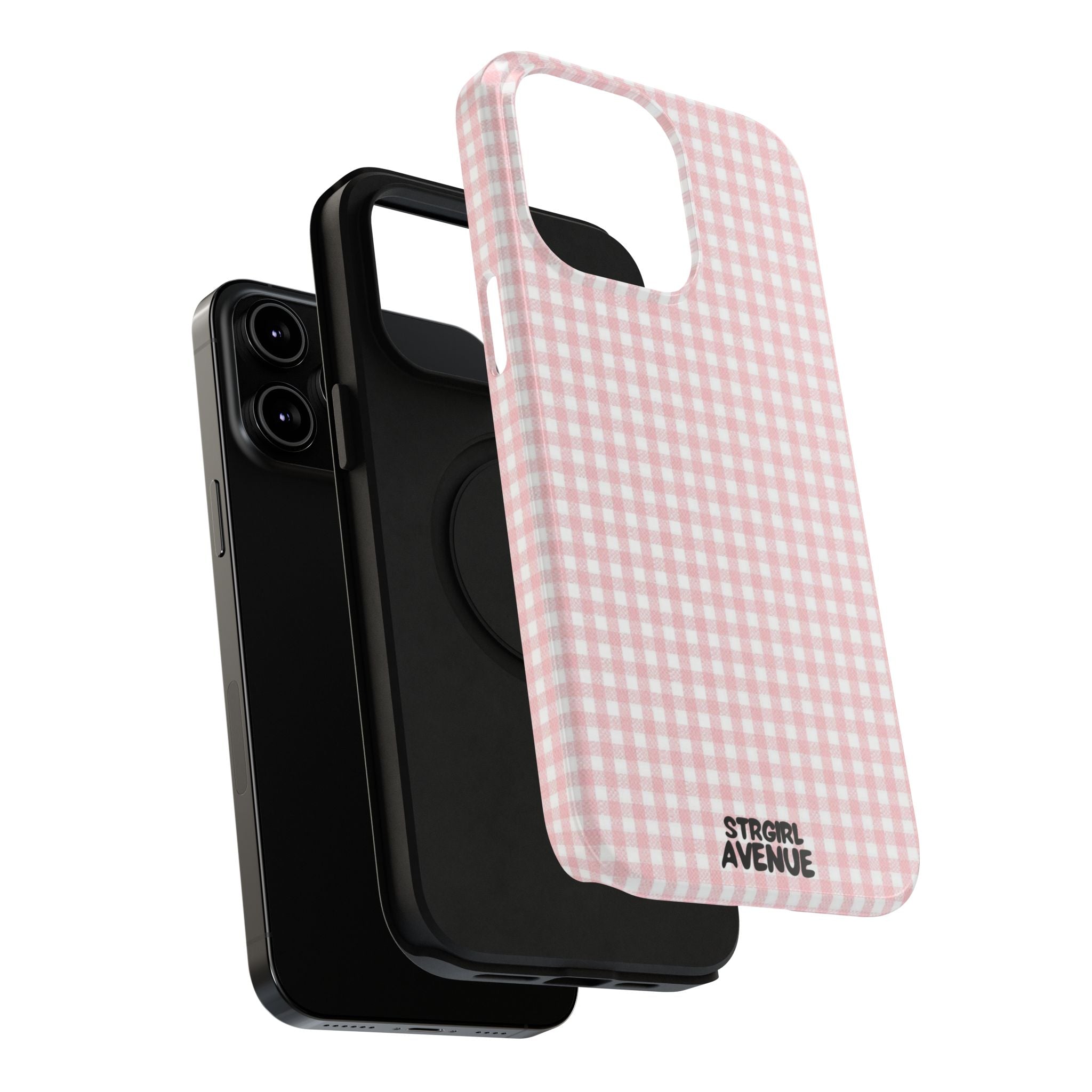 “pink gingham” protective phone case