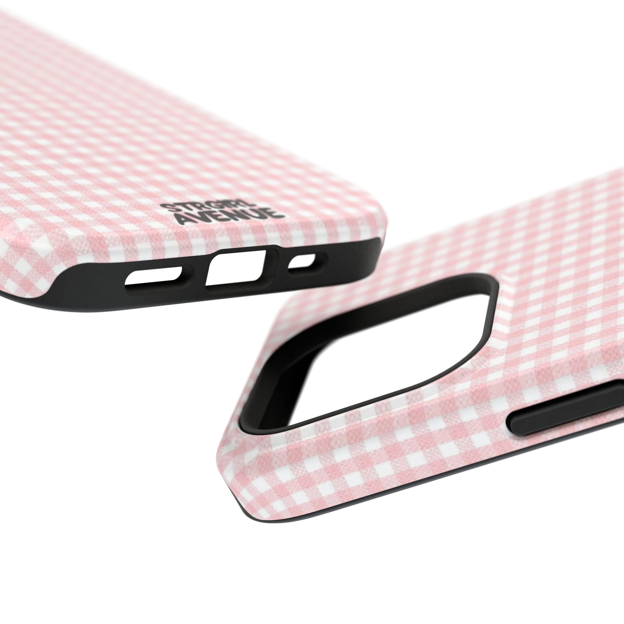 “pink gingham” protective phone case