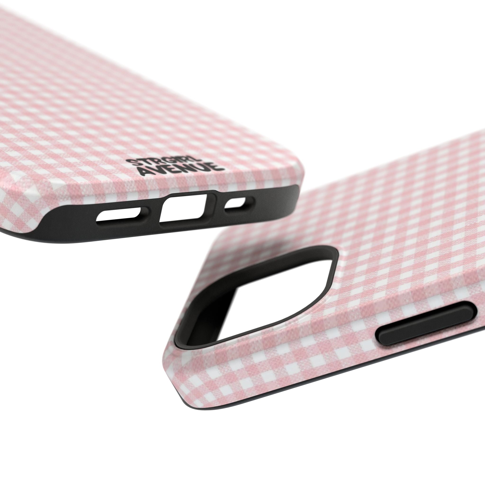 “pink gingham” protective phone case