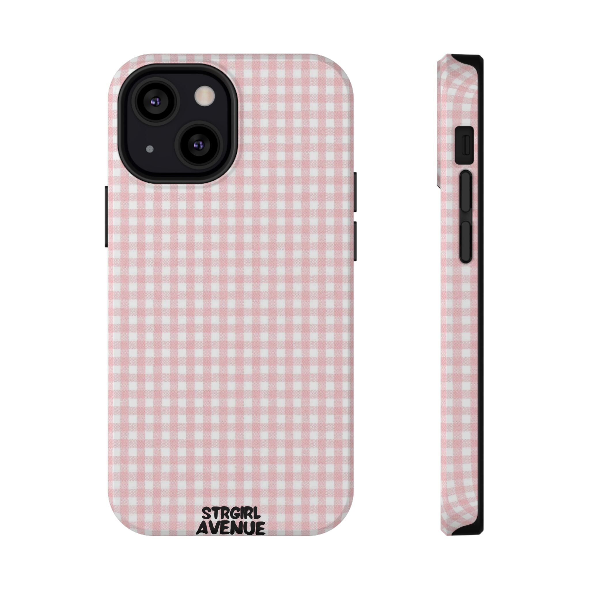 “pink gingham” protective phone case