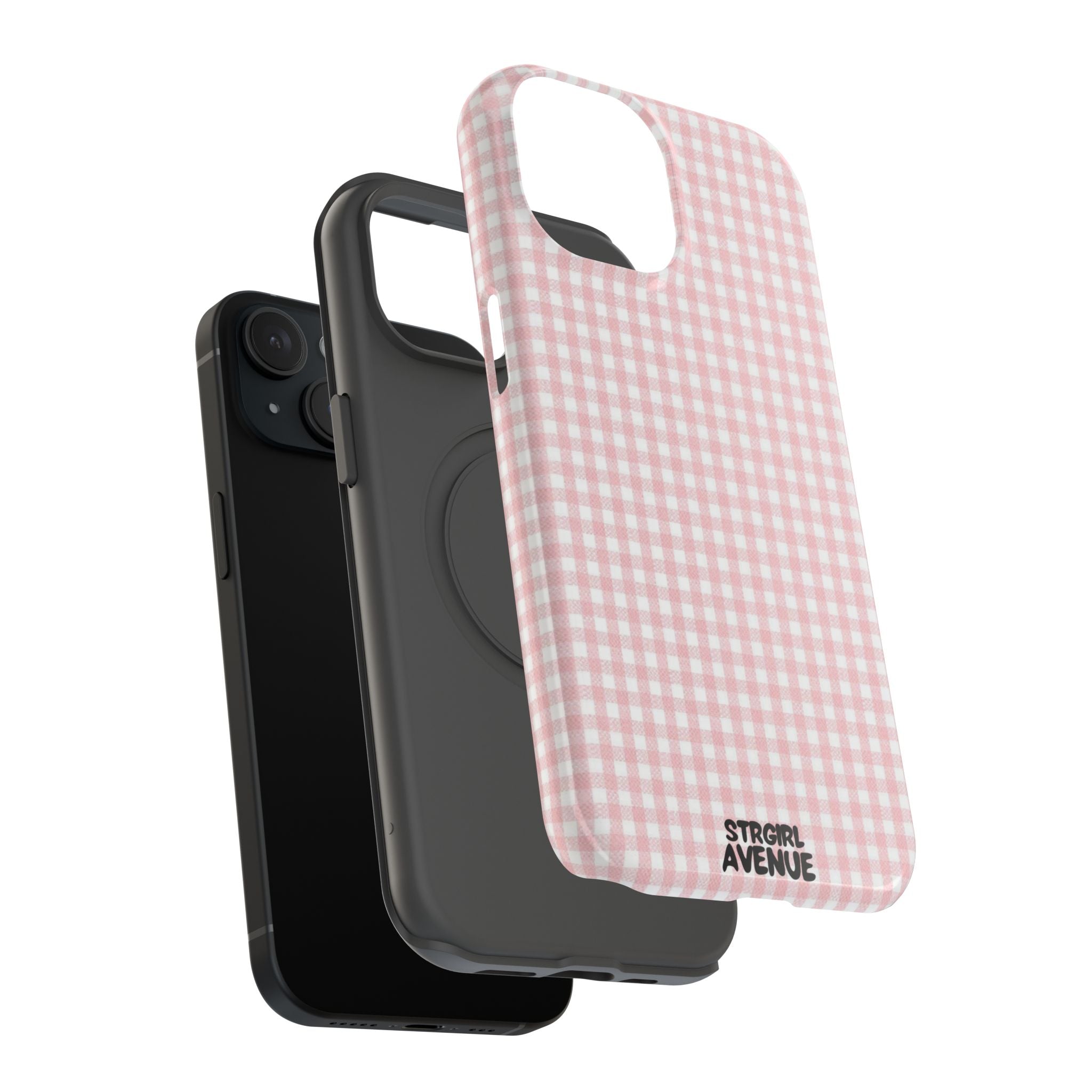 “pink gingham” protective phone case