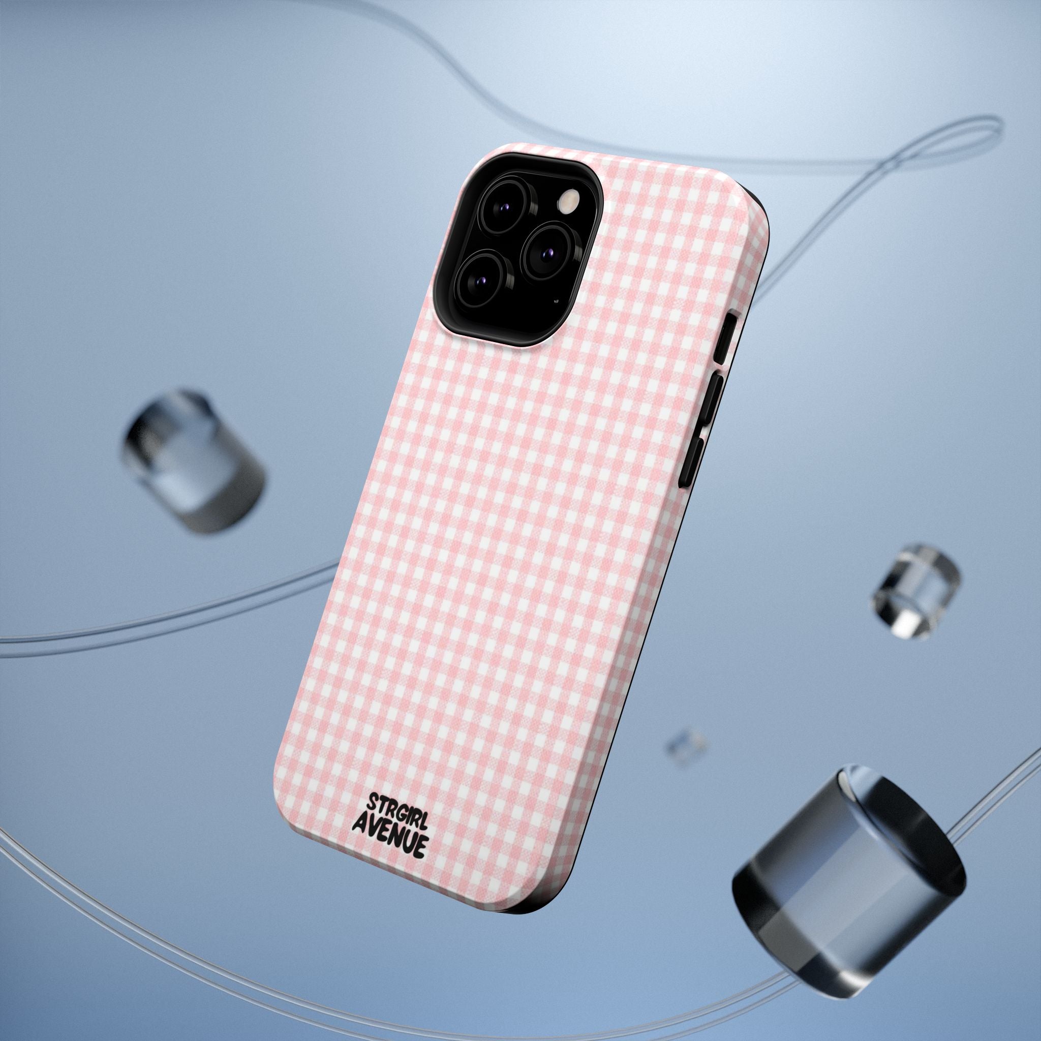 “pink gingham” protective phone case