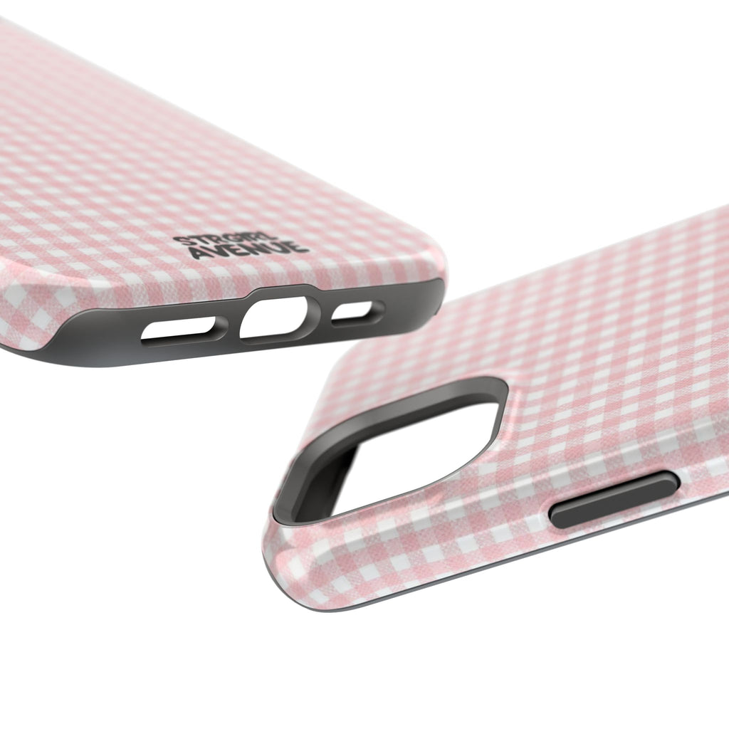 “pink gingham” protective phone case