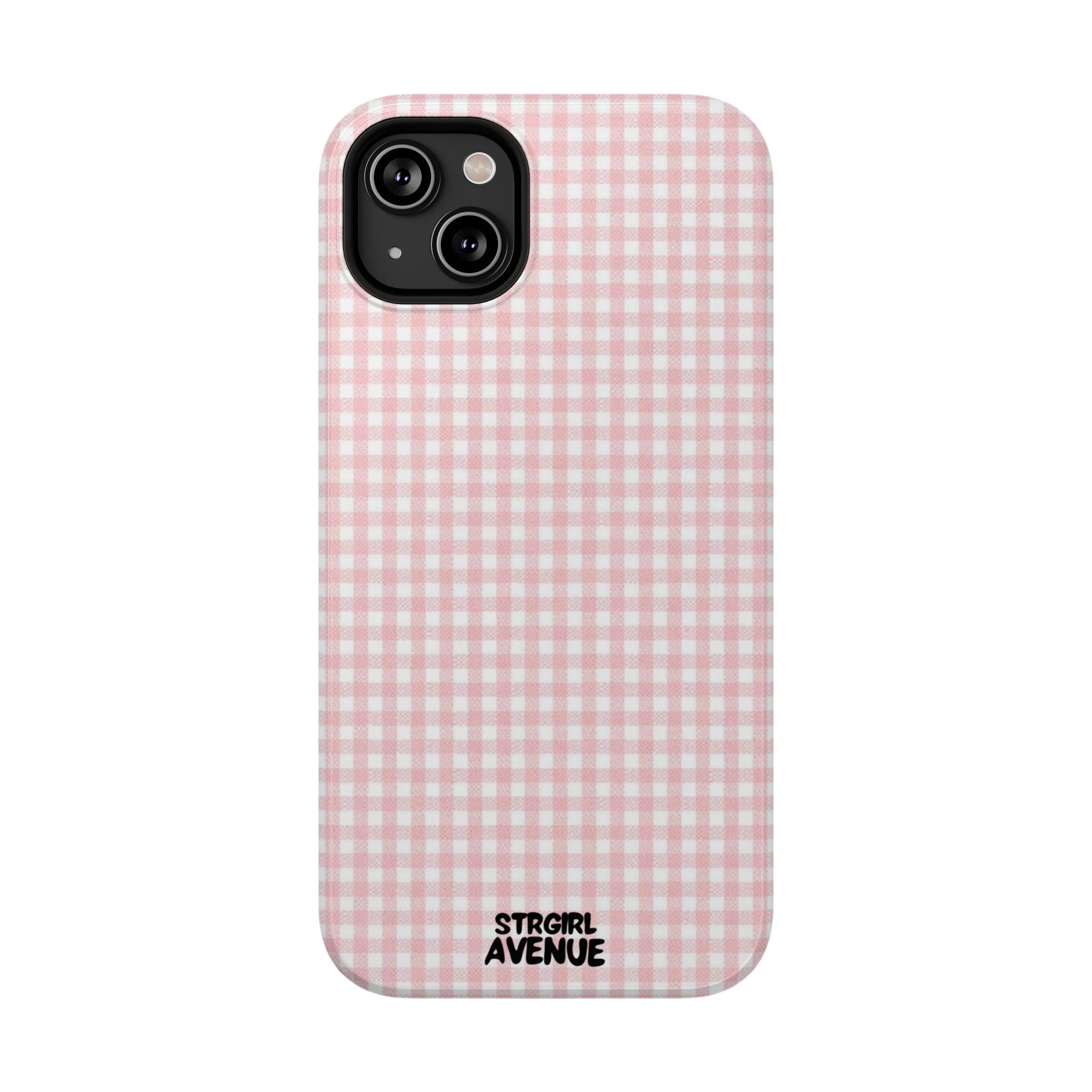 “pink gingham” protective phone case