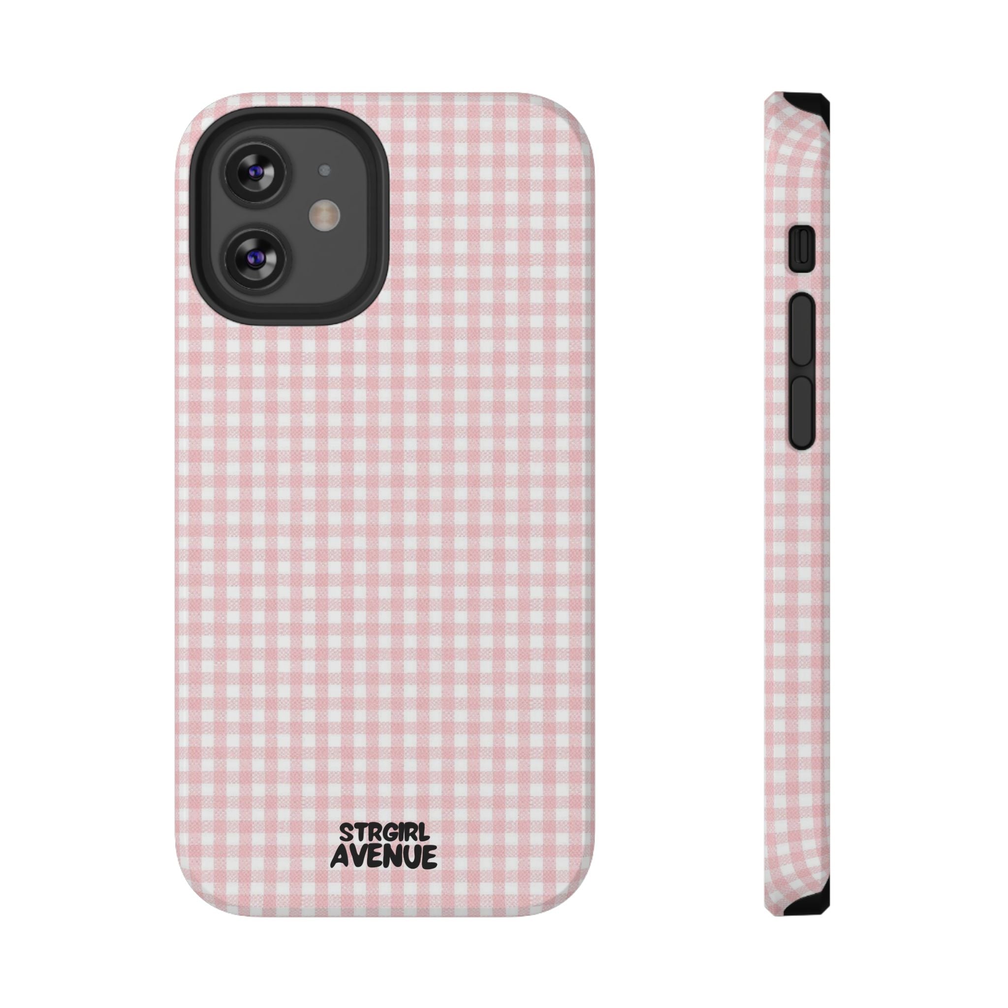 “pink gingham” protective phone case
