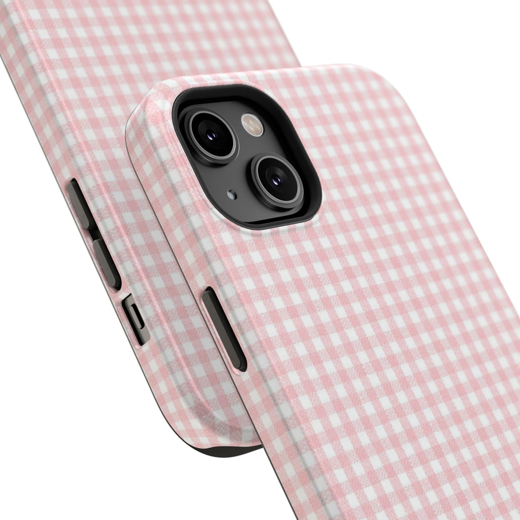 “pink gingham” protective phone case