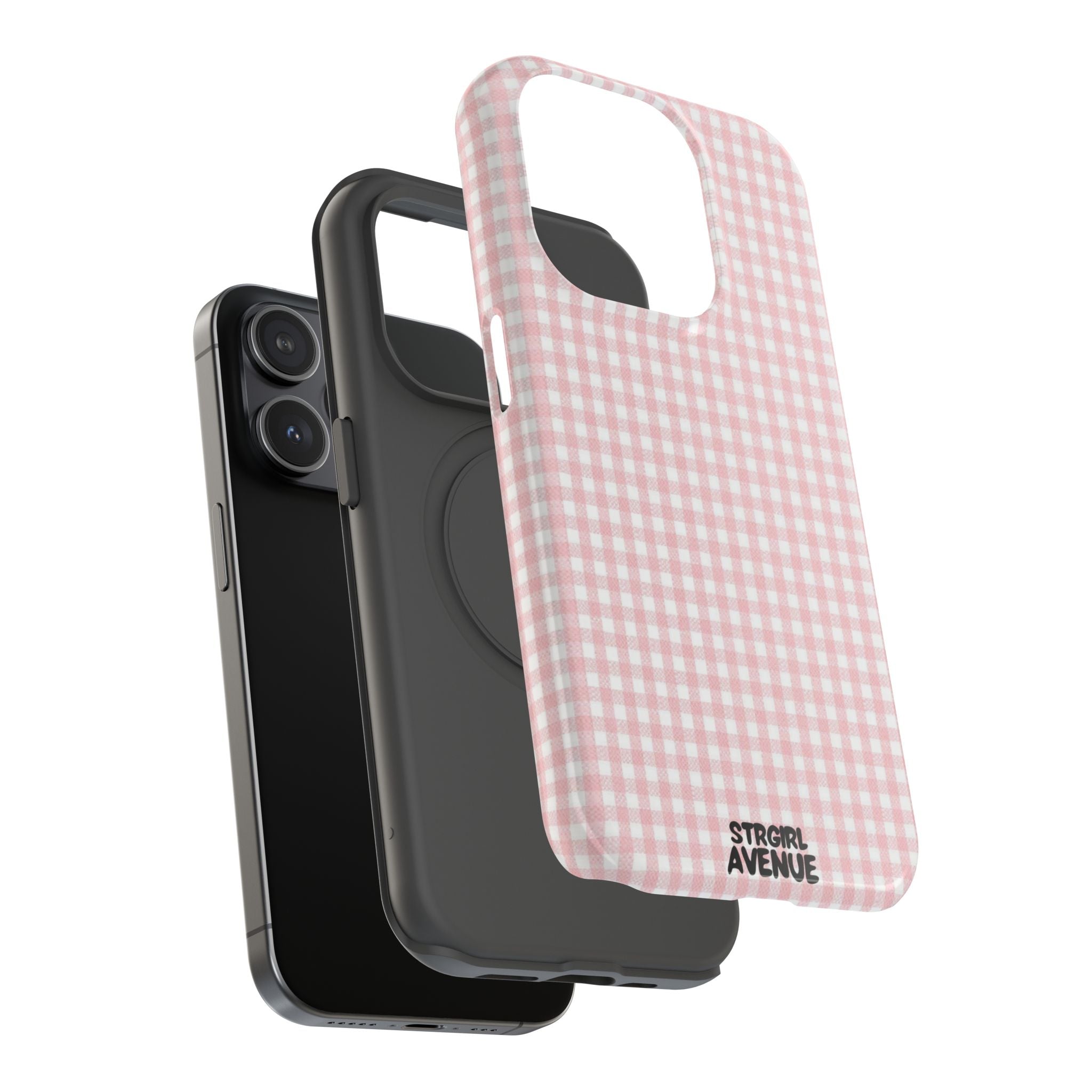 “pink gingham” protective phone case