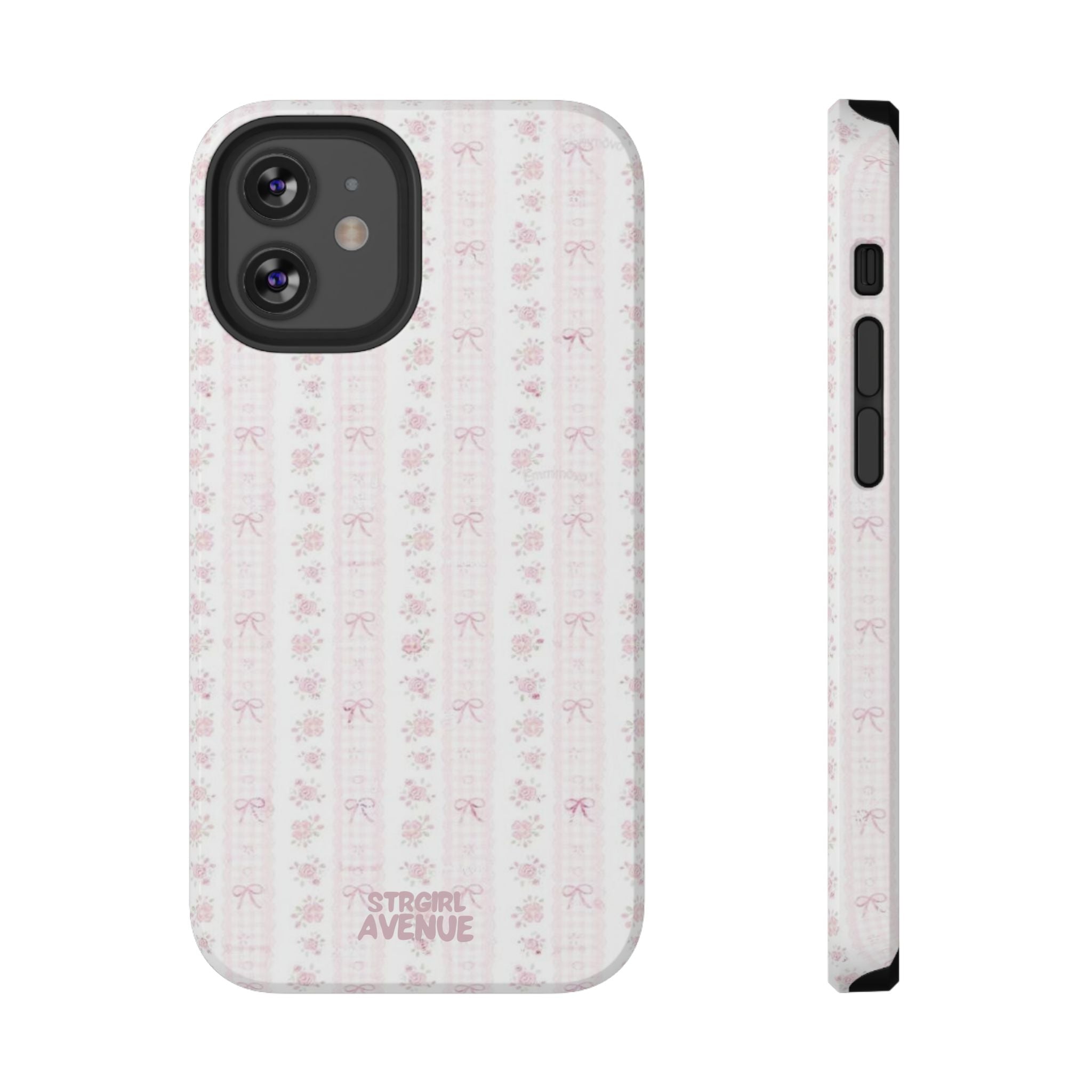 “Blush Bow Stripe” protective phone case