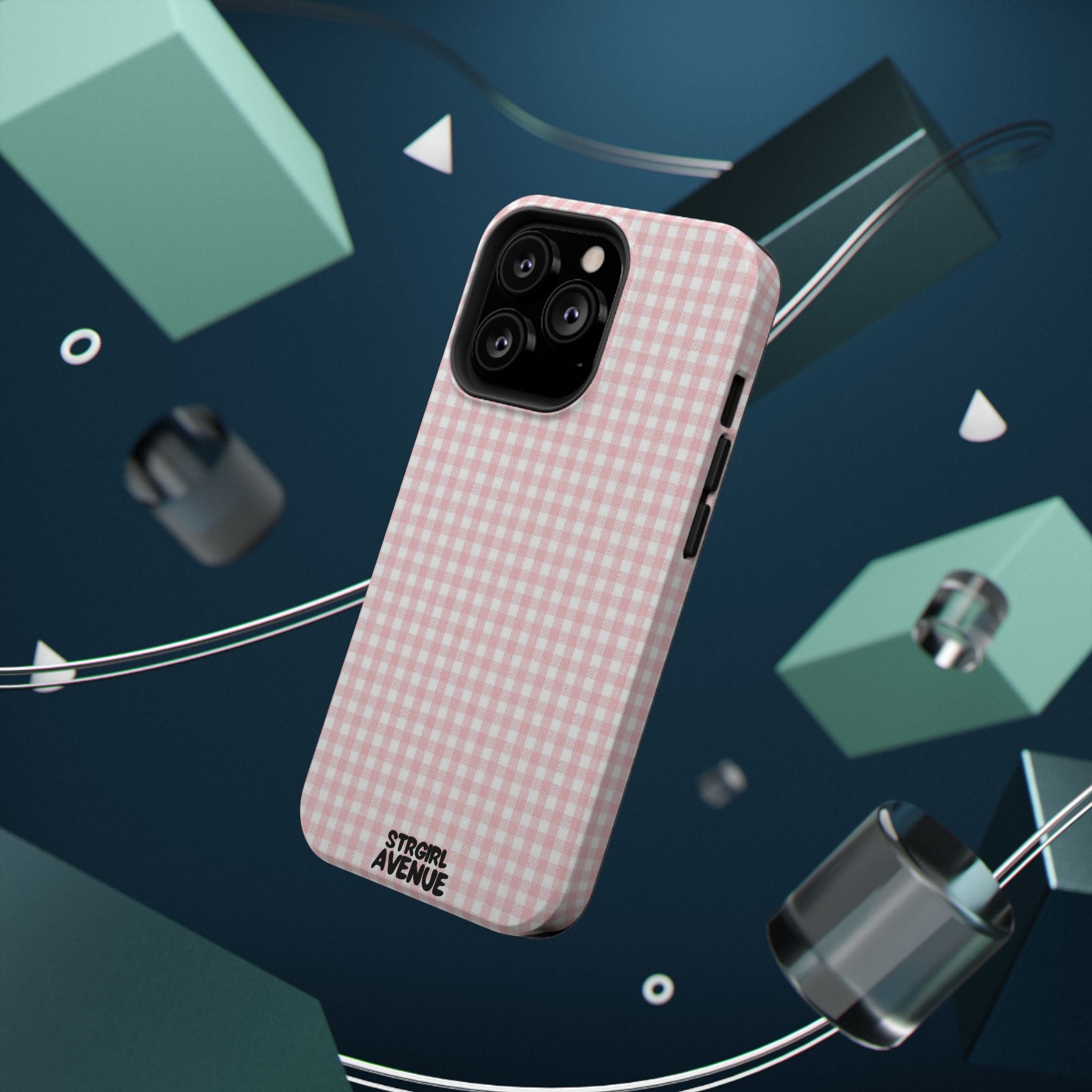 “pink gingham” protective phone case