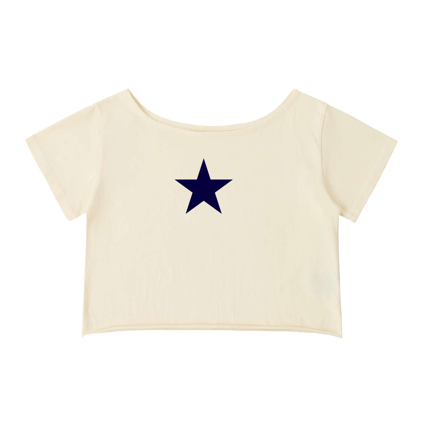 “Navy wishes”Off-Shoulder T-Shirt
