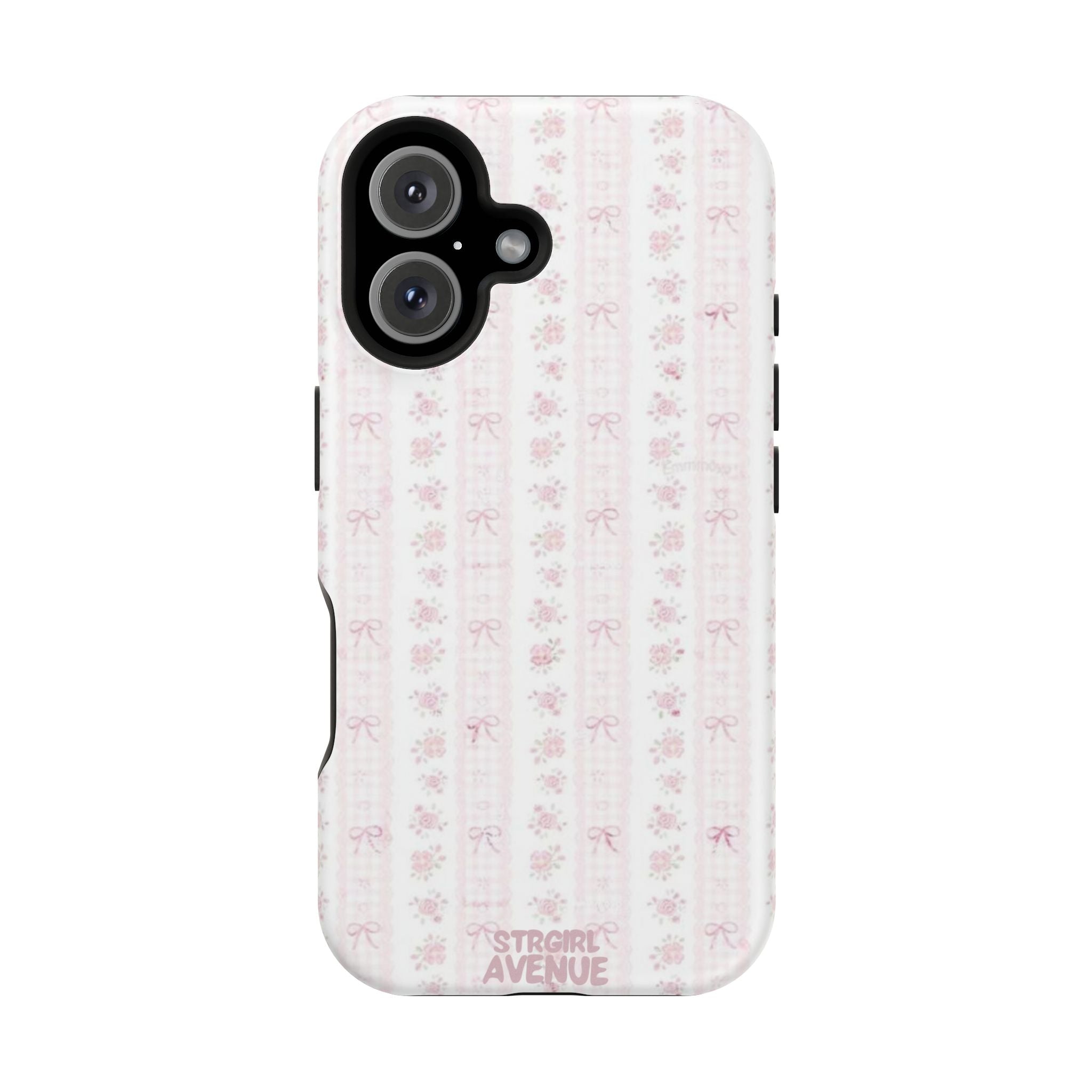 “Blush Bow Stripe” protective phone case