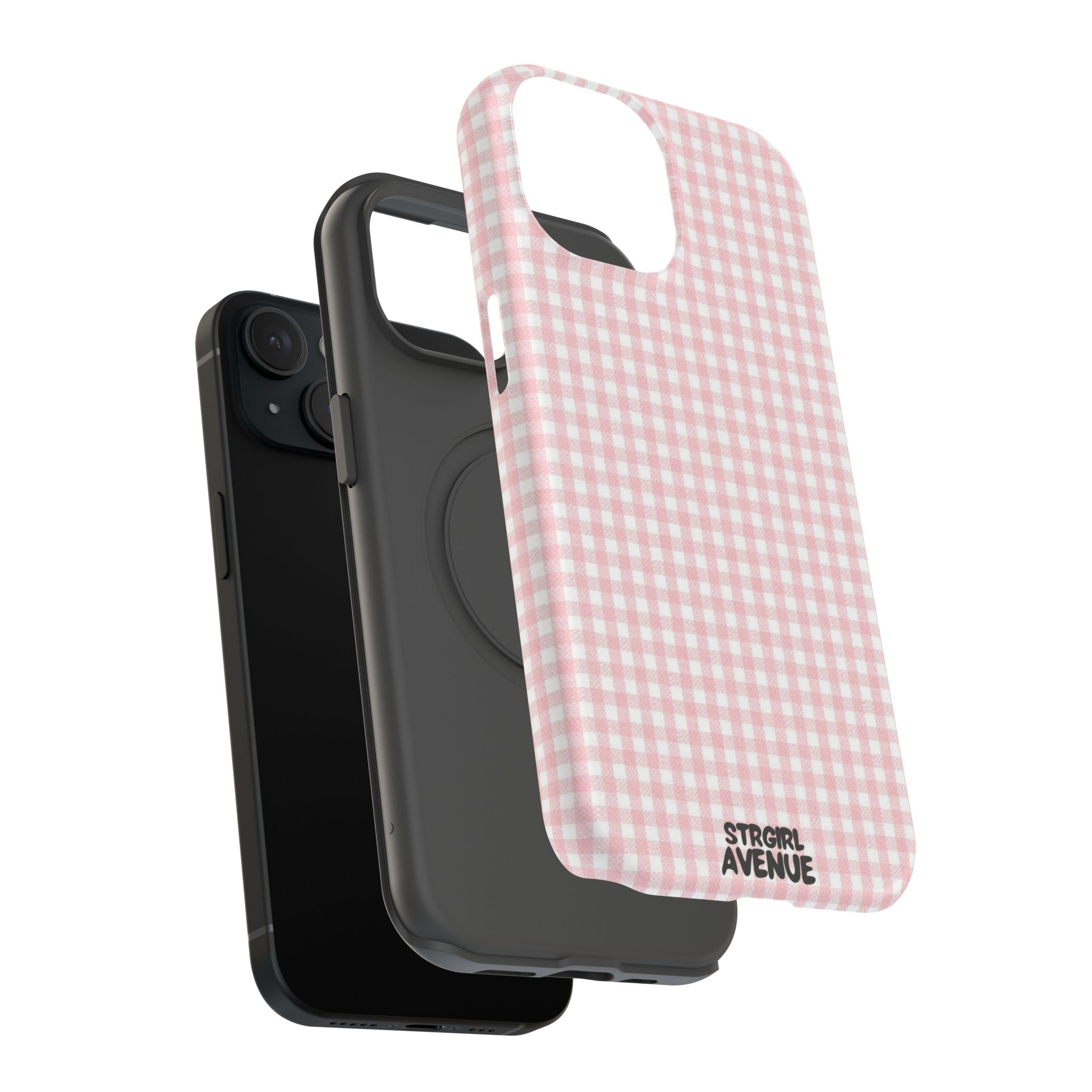 “pink gingham” protective phone case