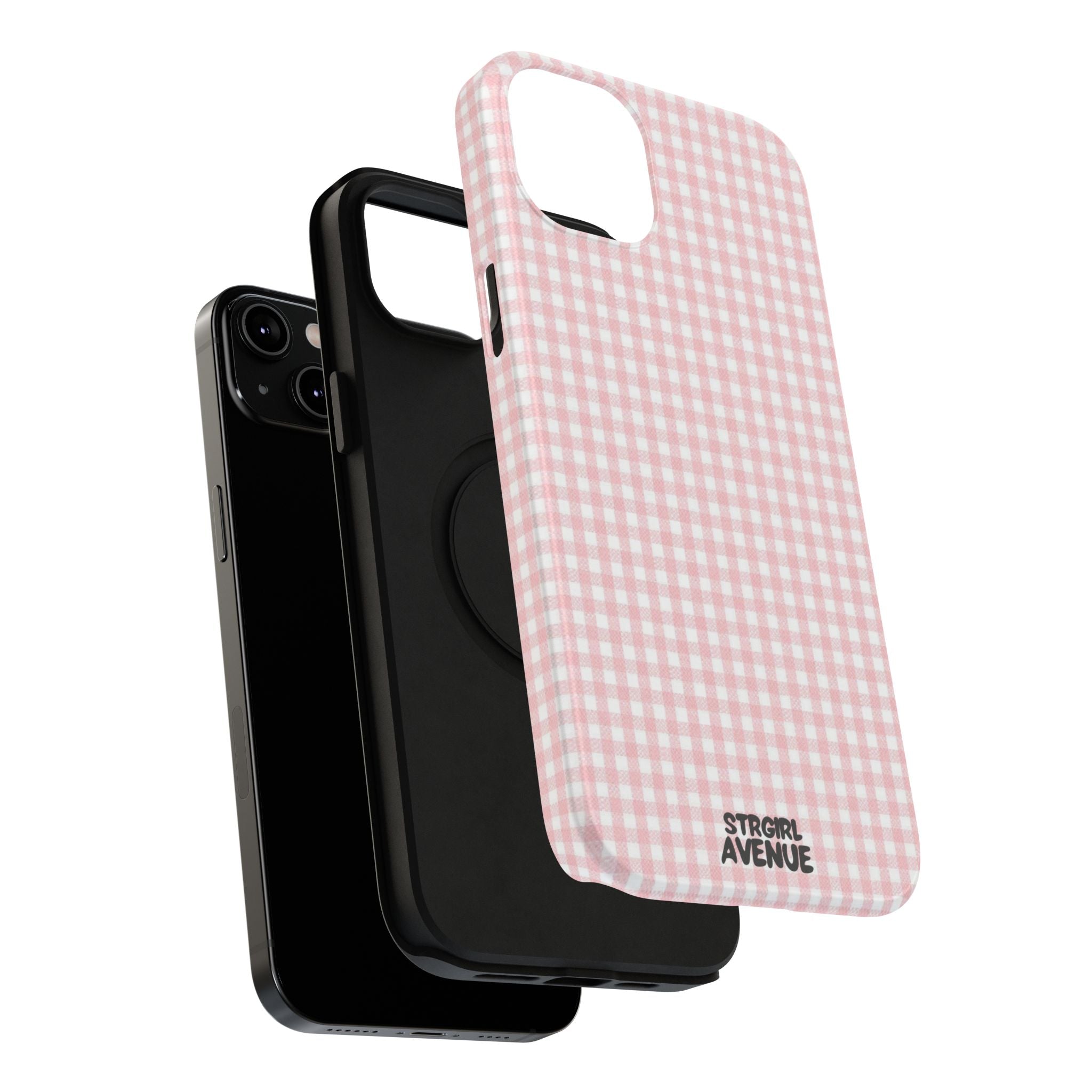 “pink gingham” protective phone case