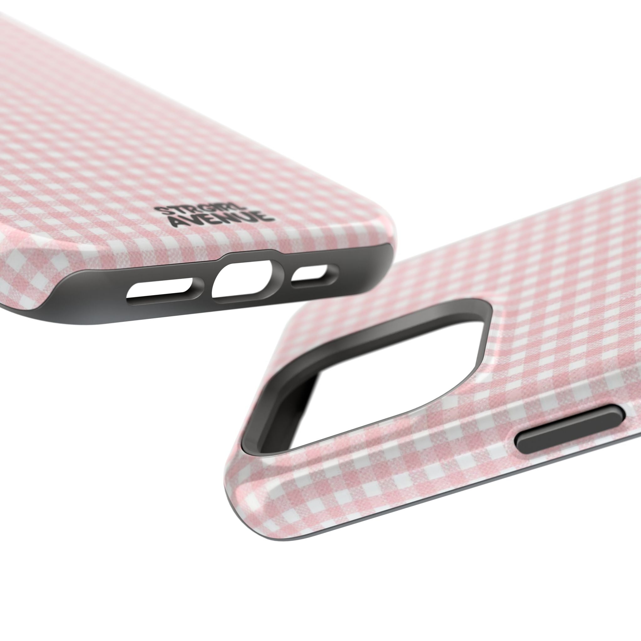 “pink gingham” protective phone case