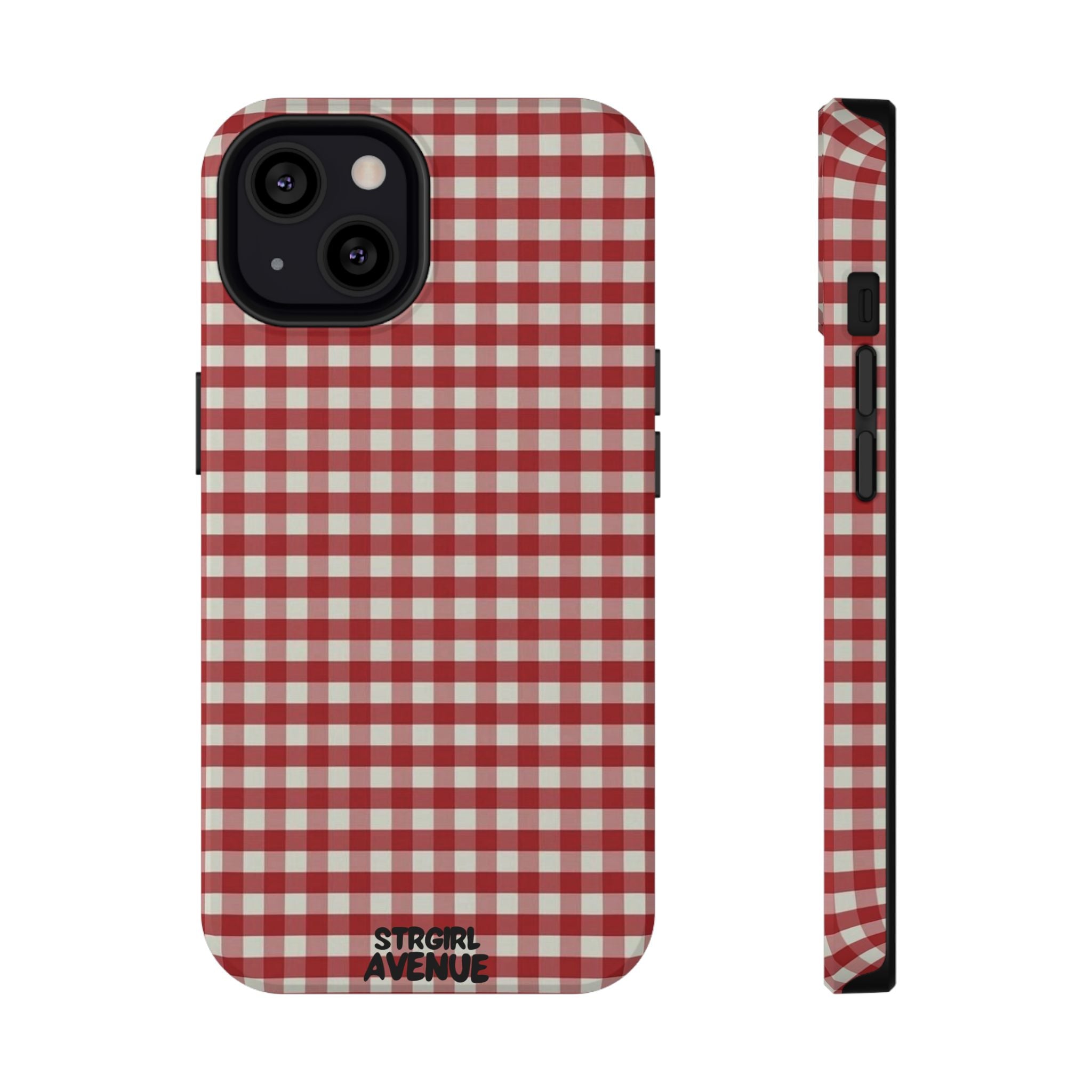 “red gingham” protective phone case