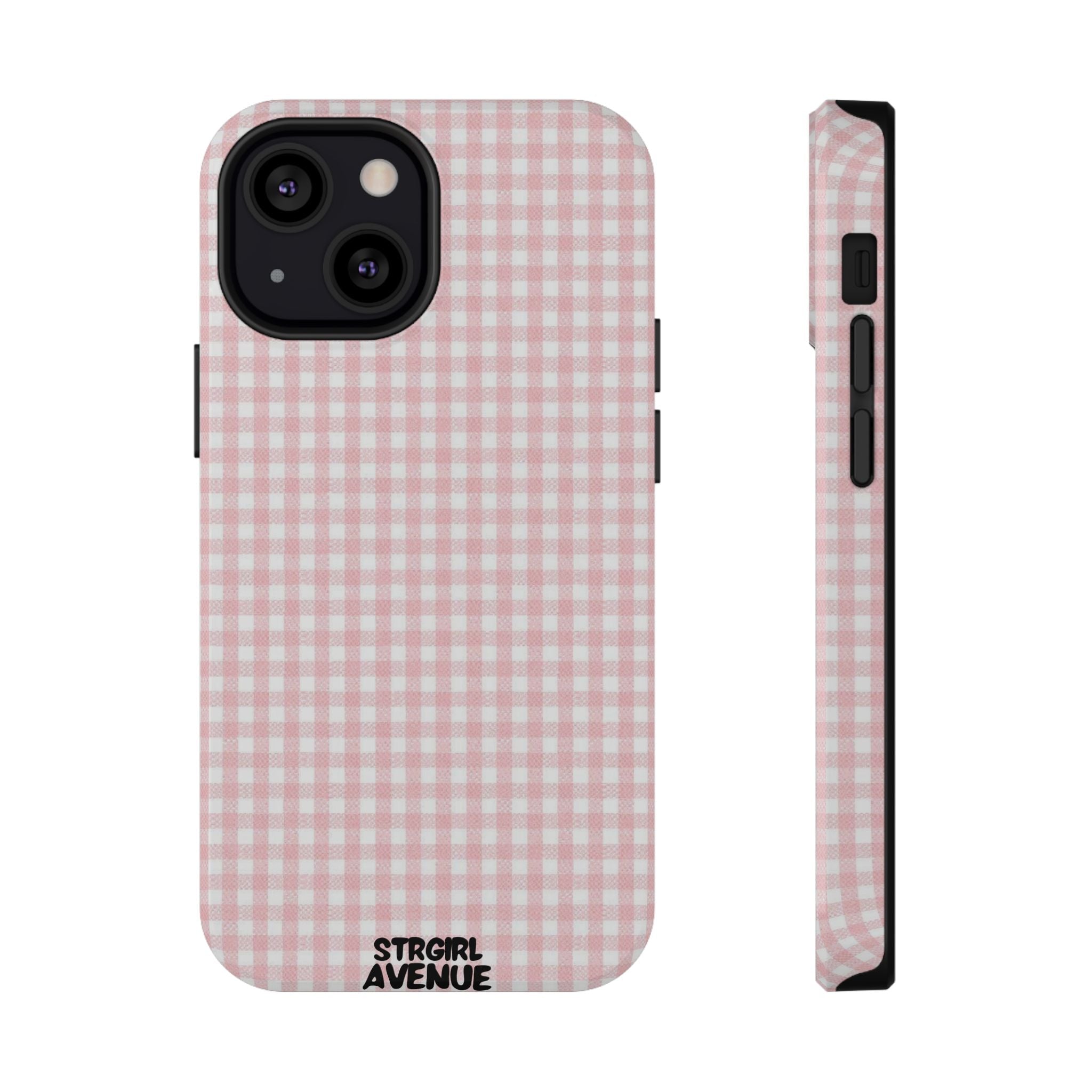 “pink gingham” protective phone case