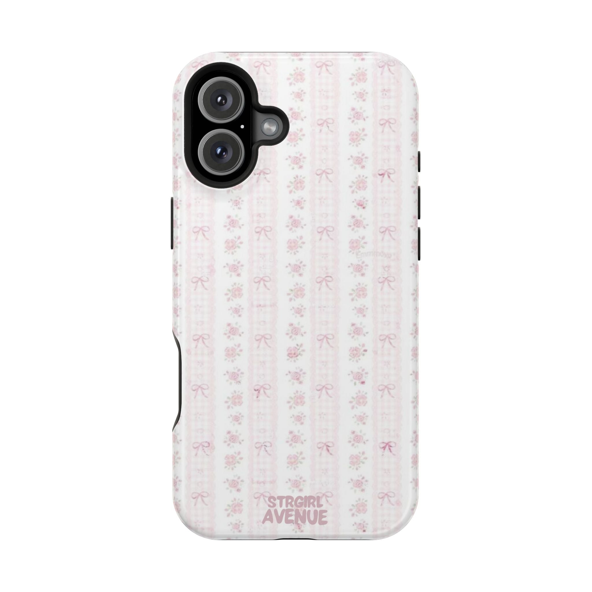 “Blush Bow Stripe” protective phone case