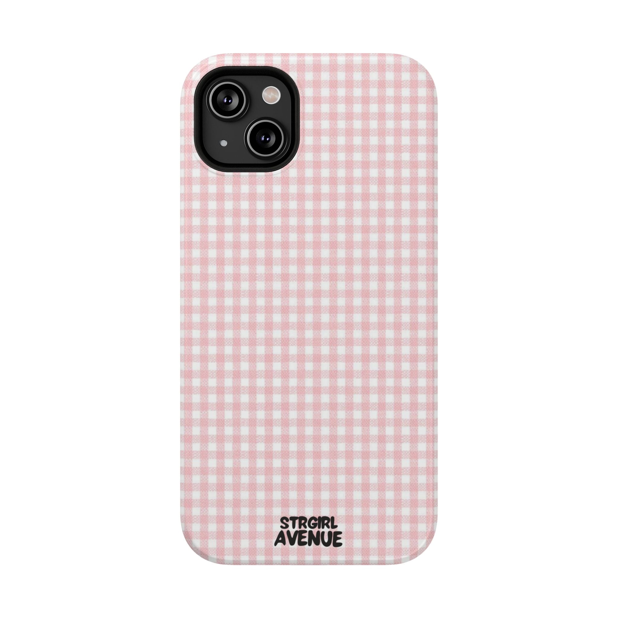 “pink gingham” protective phone case