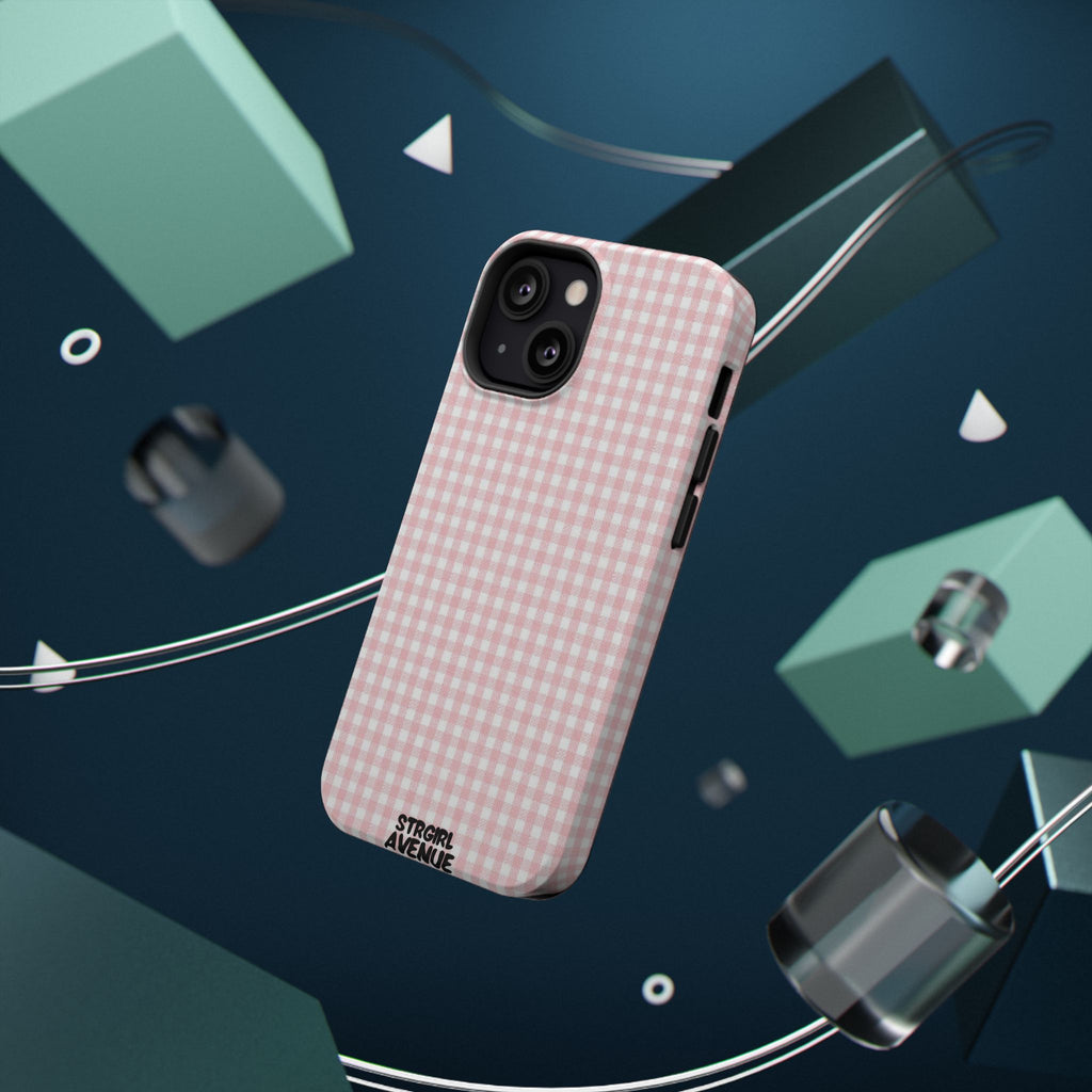 “pink gingham” protective phone case
