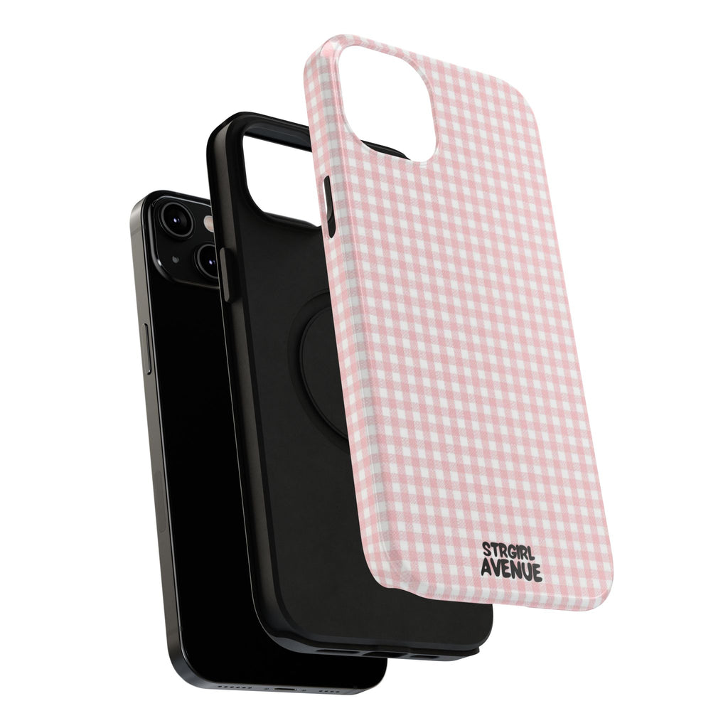 “pink gingham” protective phone case