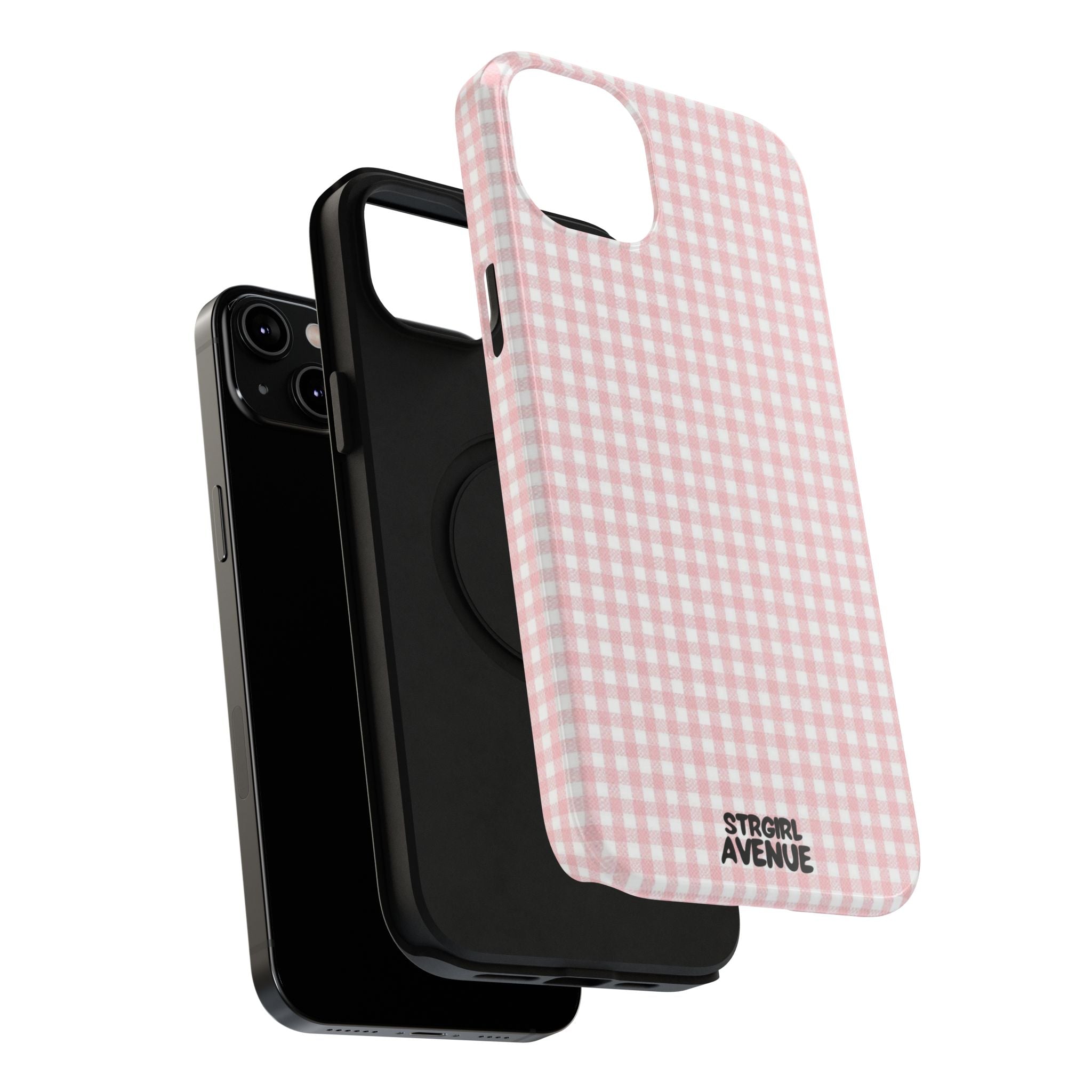 “pink gingham” protective phone case
