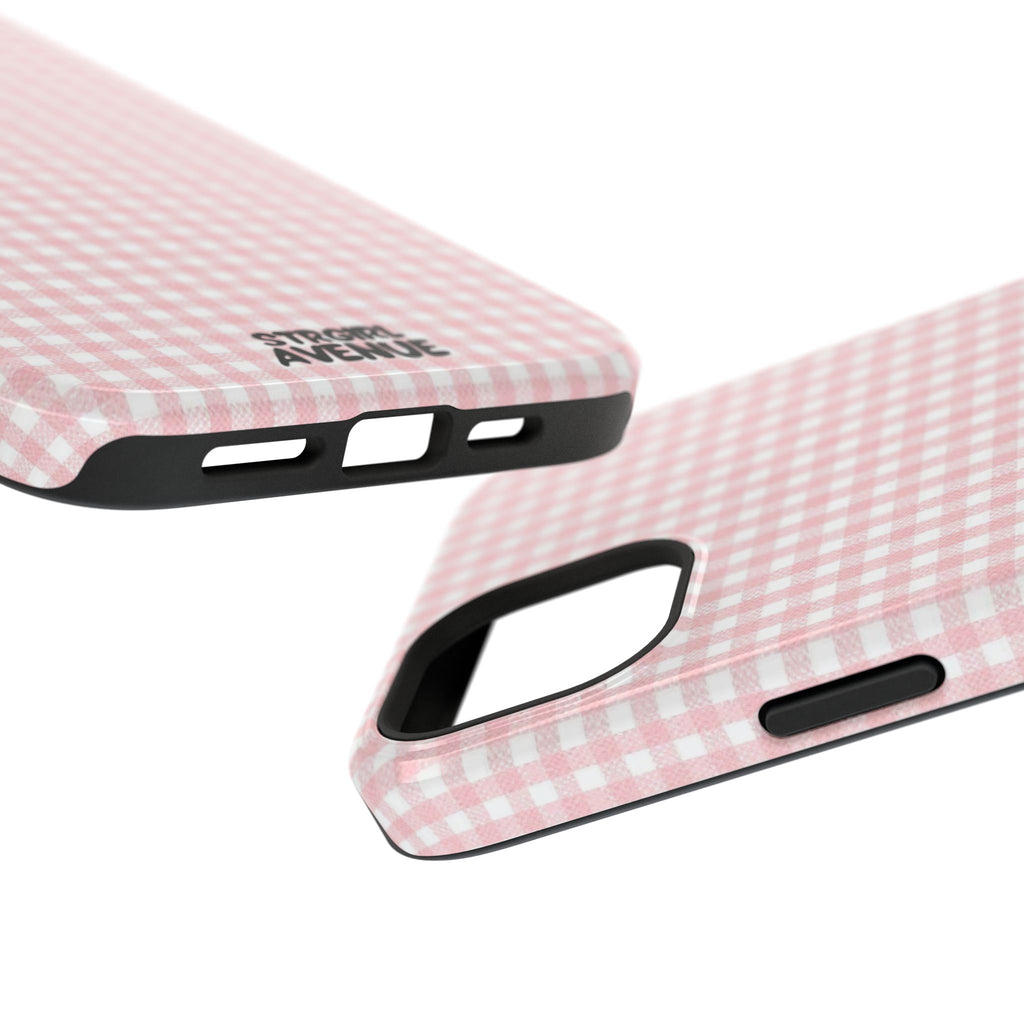 “pink gingham” protective phone case