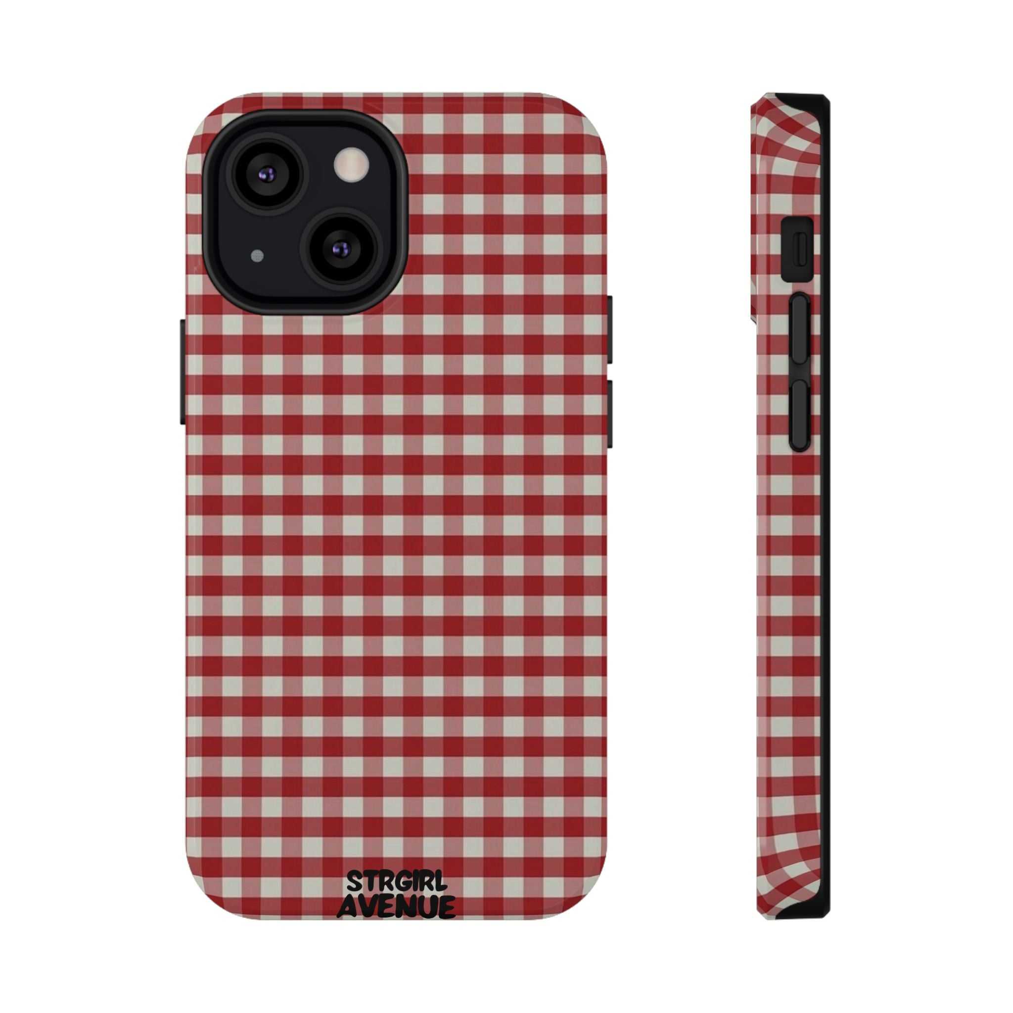 “red gingham” protective phone case
