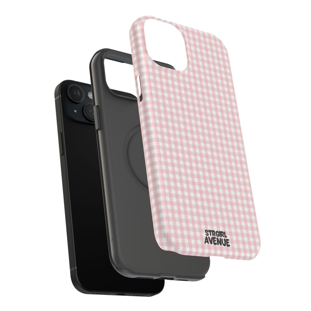 “pink gingham” protective phone case