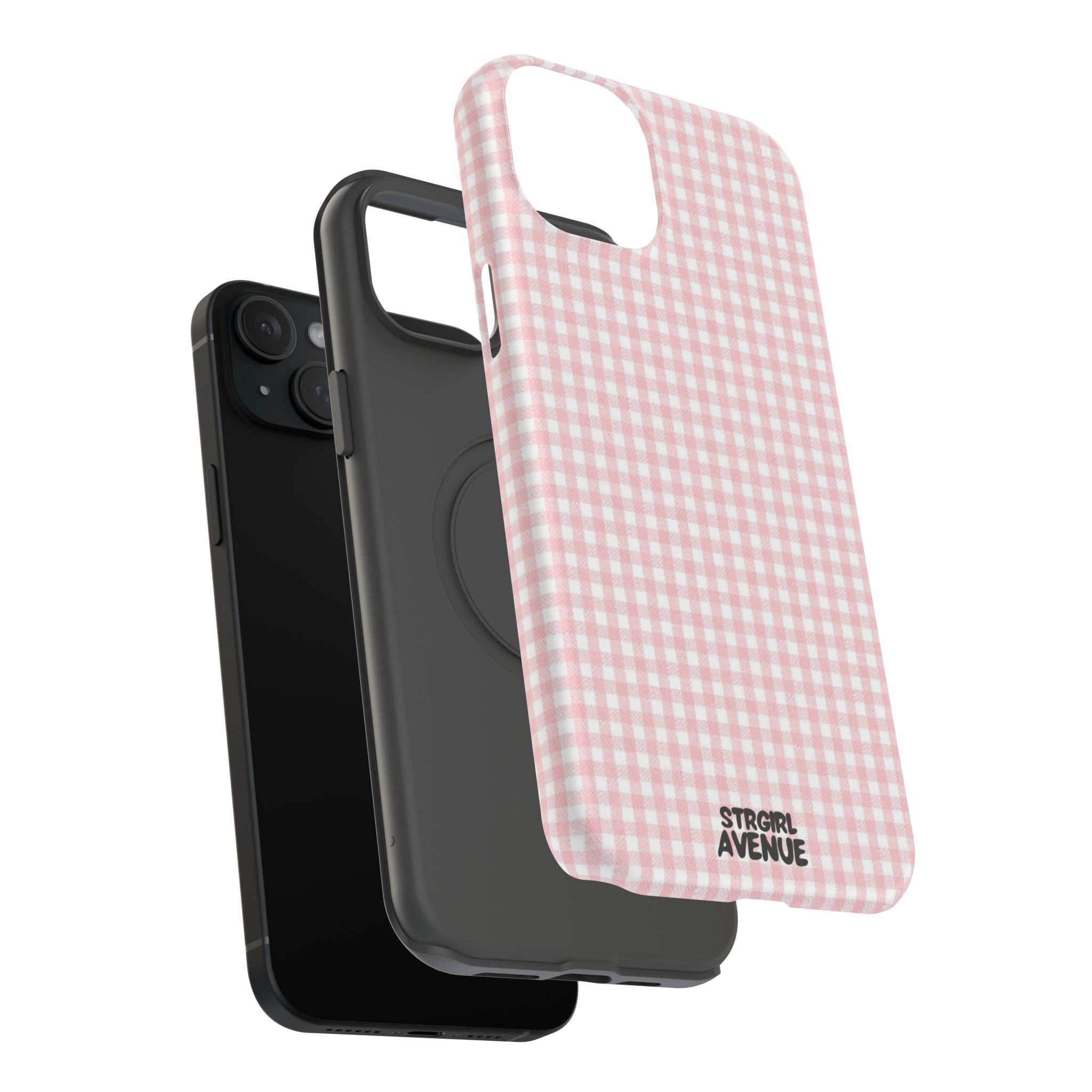 “pink gingham” protective phone case