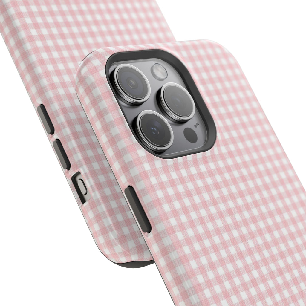 “pink gingham” protective phone case