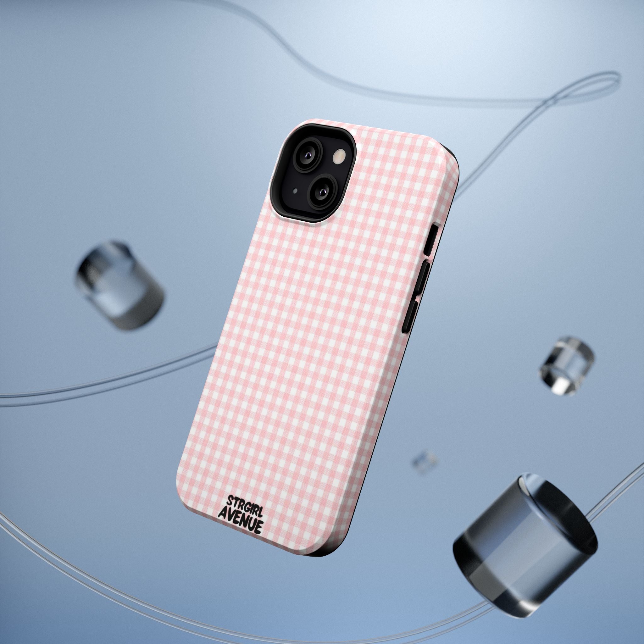 “pink gingham” protective phone case