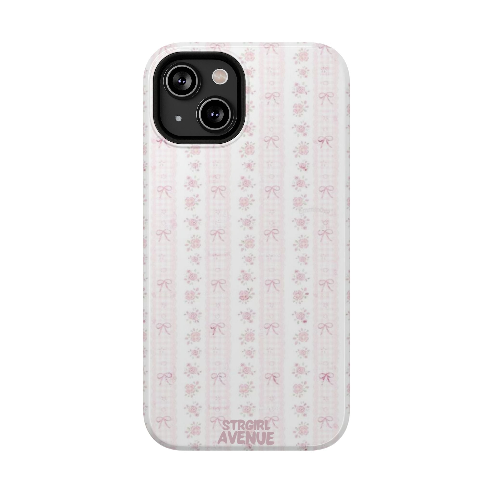 “Blush Bow Stripe” protective phone case