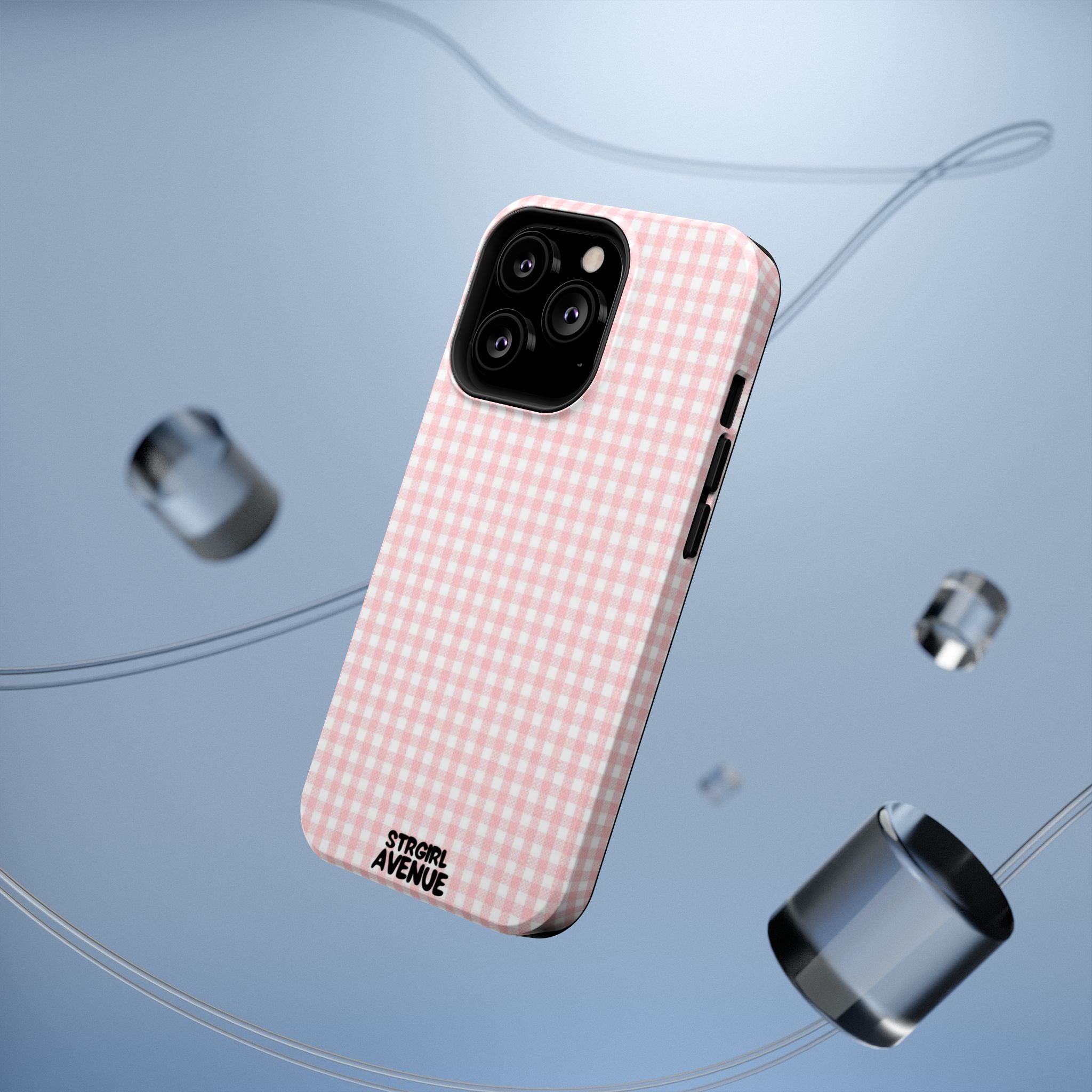 “pink gingham” protective phone case