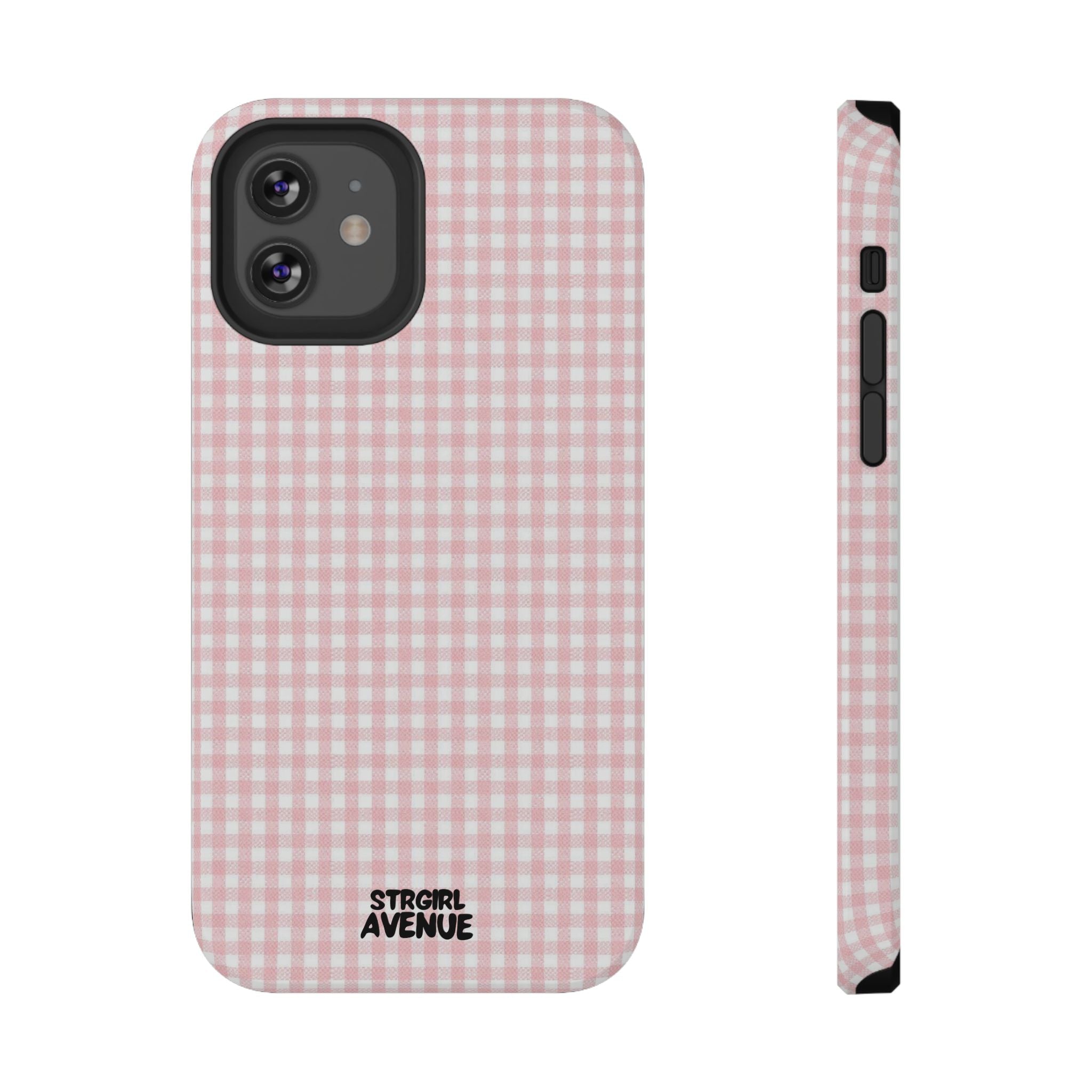 “pink gingham” protective phone case