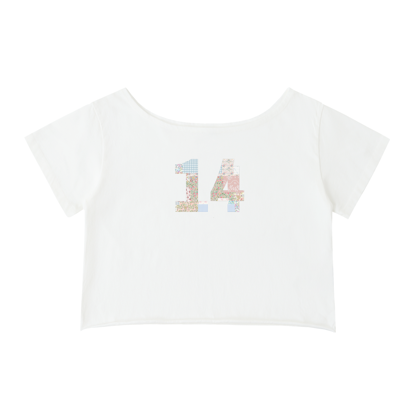 “Patchwork jersey” Off-Shoulder T-Shirt